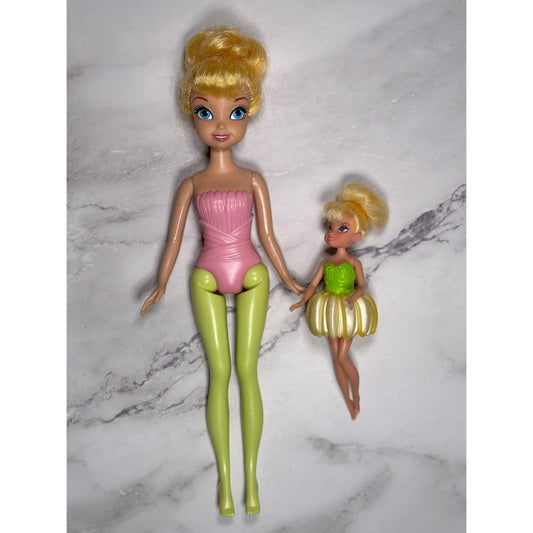 Lot of 2 Tinker bell Disney Fairies 2011 9.5” and 2013 5.5” Jakks Pacific