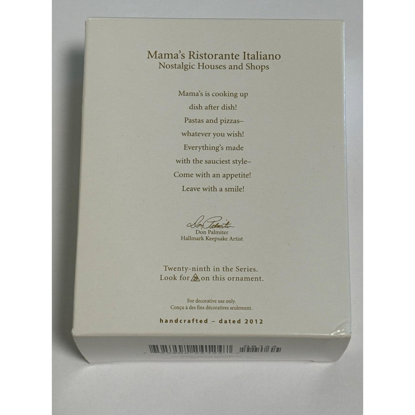 Hallmark 2012 Mama's Ristorante Italiano 29th Nostalgic Houses and Shops Series