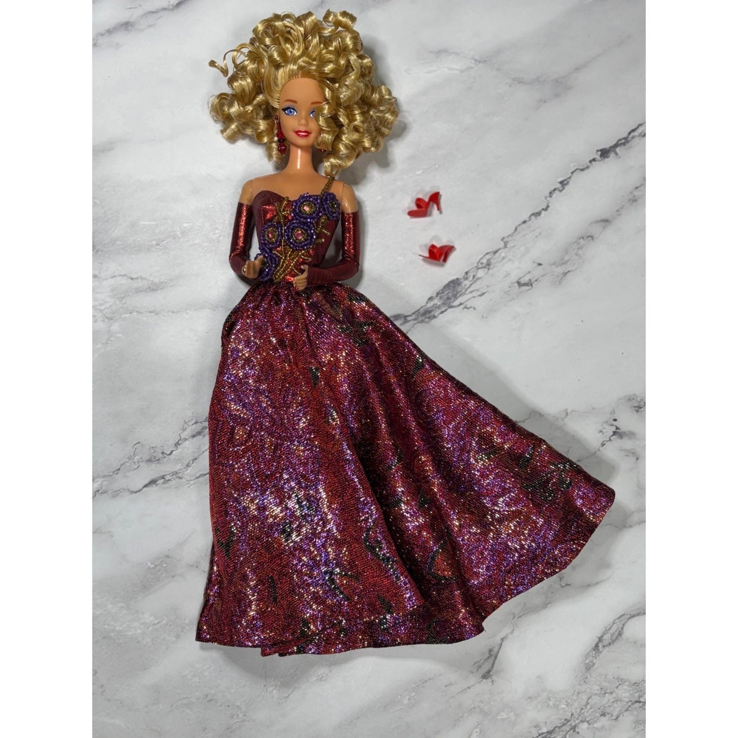OOAK Barbie By Bruce A Nygren Custom Gown Hairdo Artist Designer Doll red gold