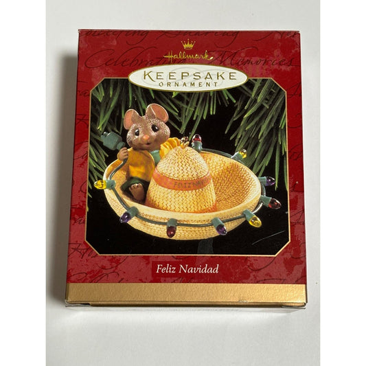 1997 Hallmark Keepsake Handcrafted Ornament Feliz Navidad Mouse & Sombrero