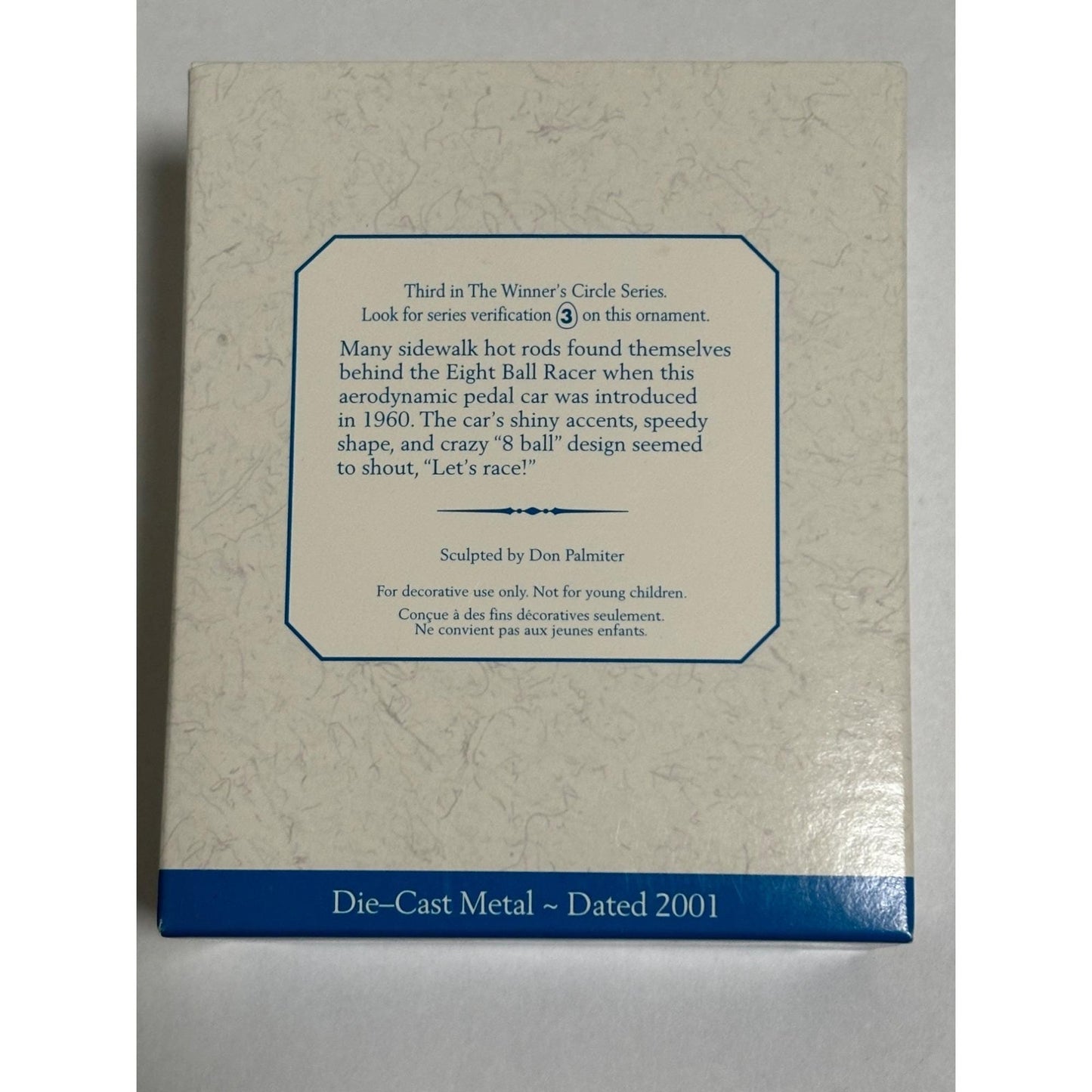 2001 Hallmark Ornament 1960 Eight Ball Racer Winners Circle Third in Series