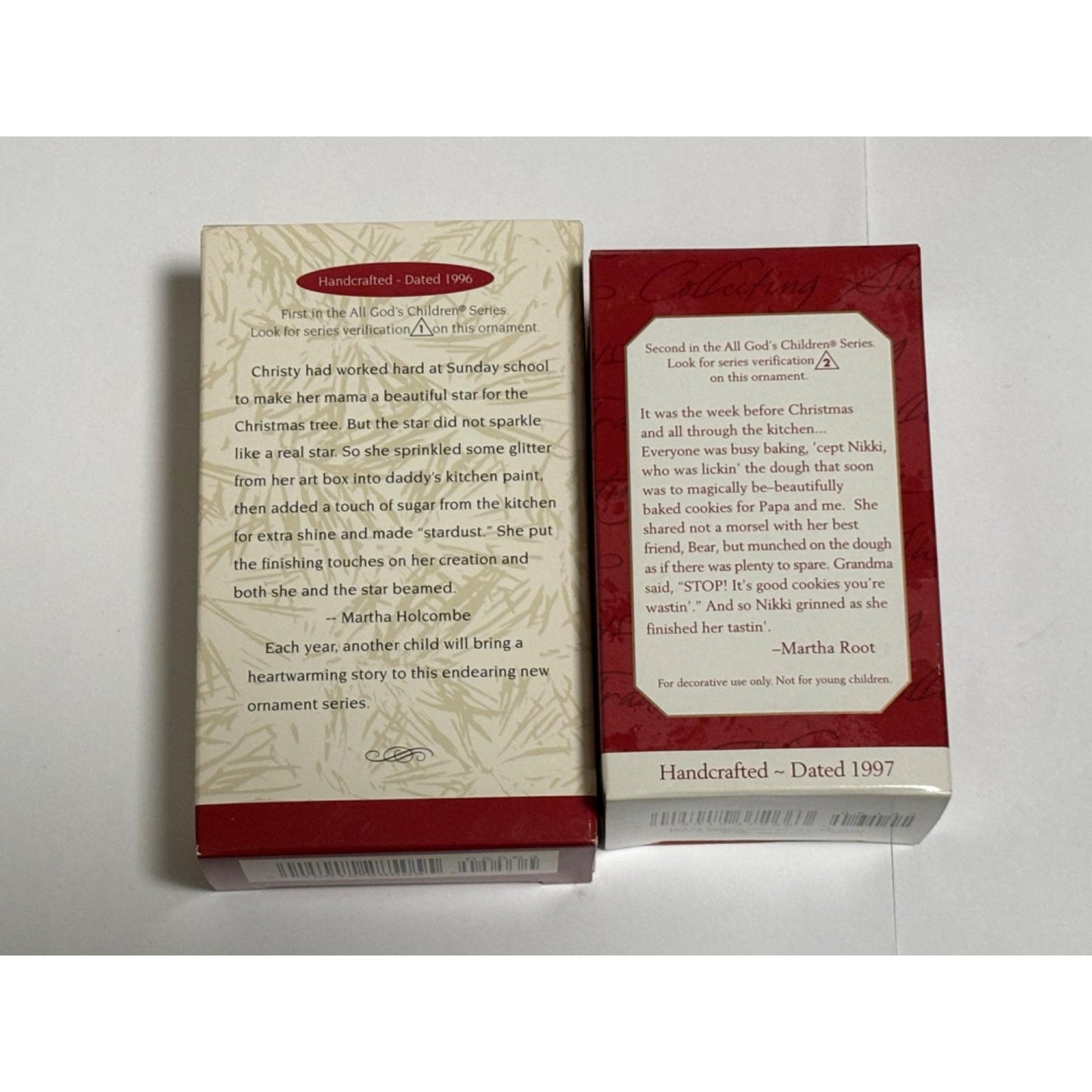 Lot of 2 Hallmark Keepsake Ornaments 1996 1997 Nikki and Christy All Gods Children