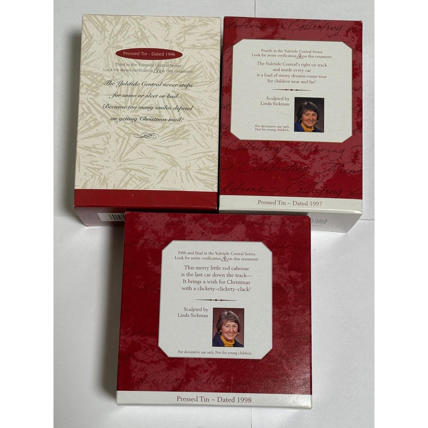 Lot of 3 Hallmark Christmas Yuletide Central Train Ornaments 3 4 5 in Series