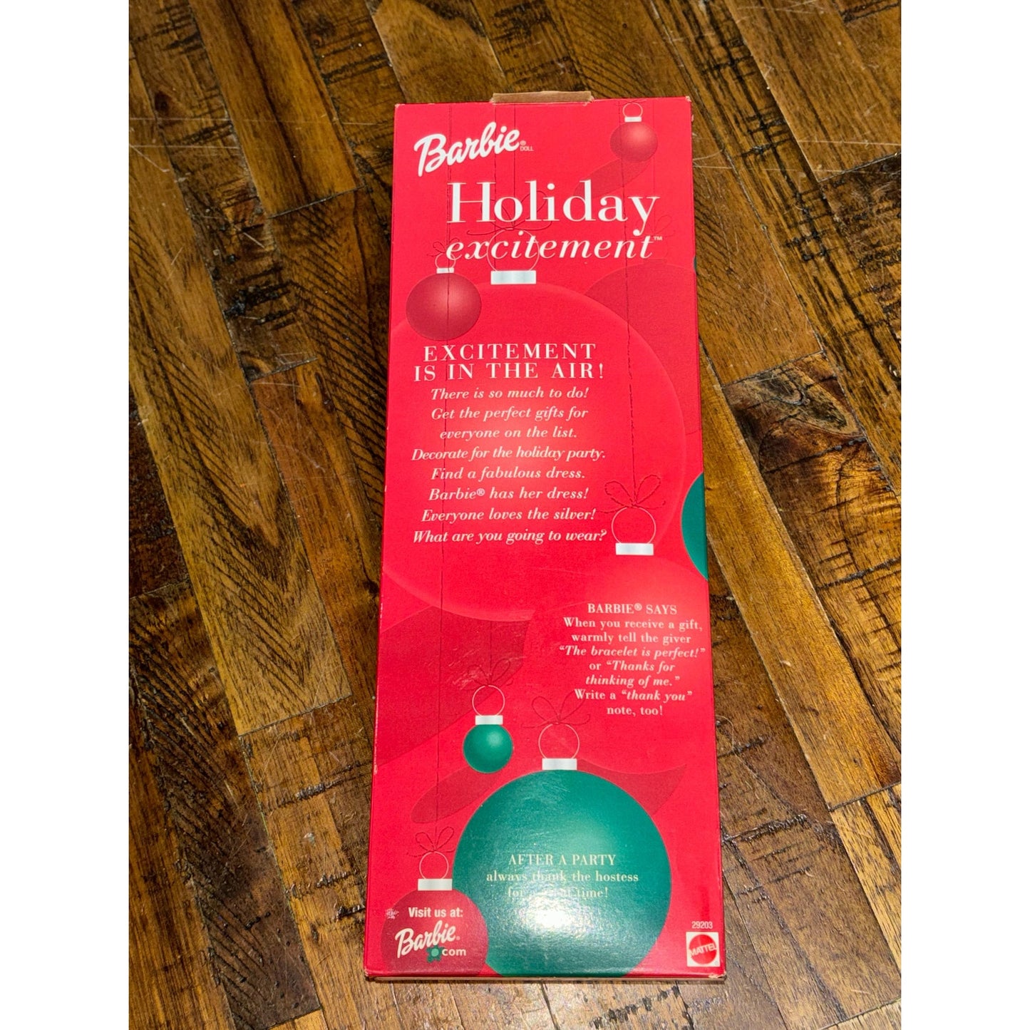 2001 Holiday Excitement Barbie Doll with Bracelet by Mattel 29203