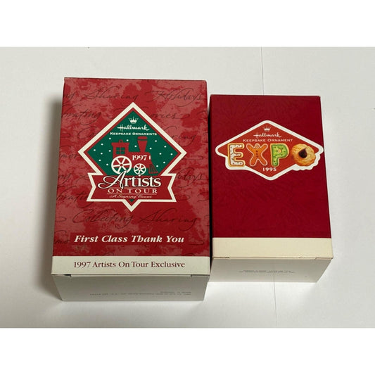 Lot of 2 Special Edition Tour Expo Ornaments 1997 Red Bird 1995 Cookie