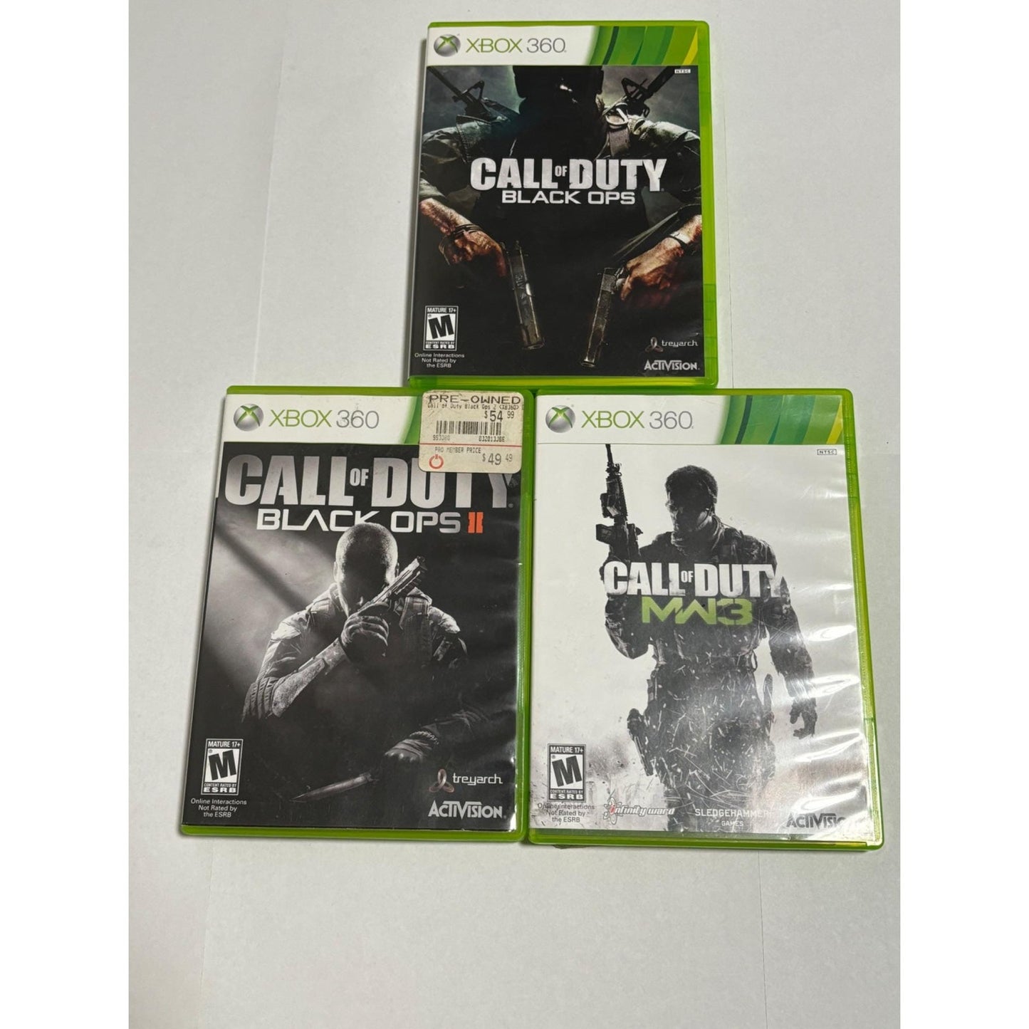 Lot Of 3 Xbox 360 Call of Duty Games Modern Warfare 3 MW3 Black Opps 1 & 2