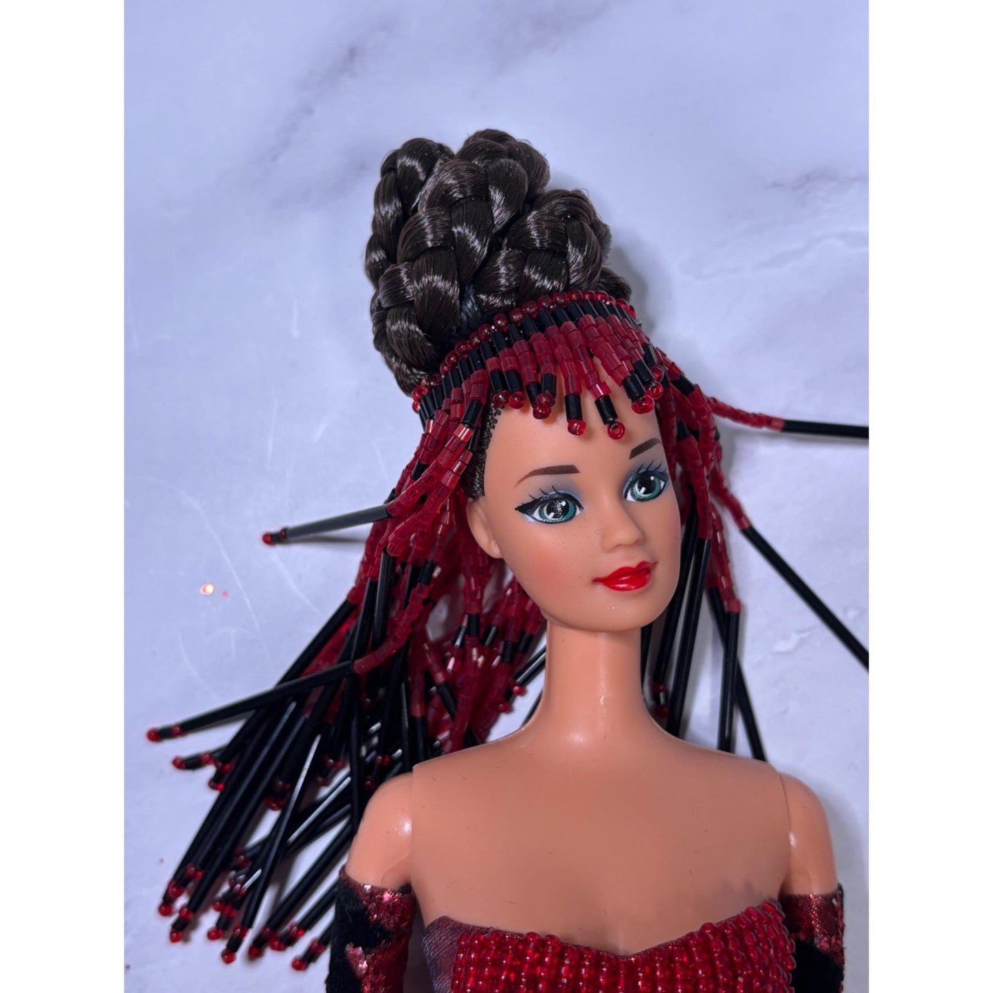 OOAK Barbie By Bruce A Nygren Custom Gown Hairdo Artist Designer Doll red