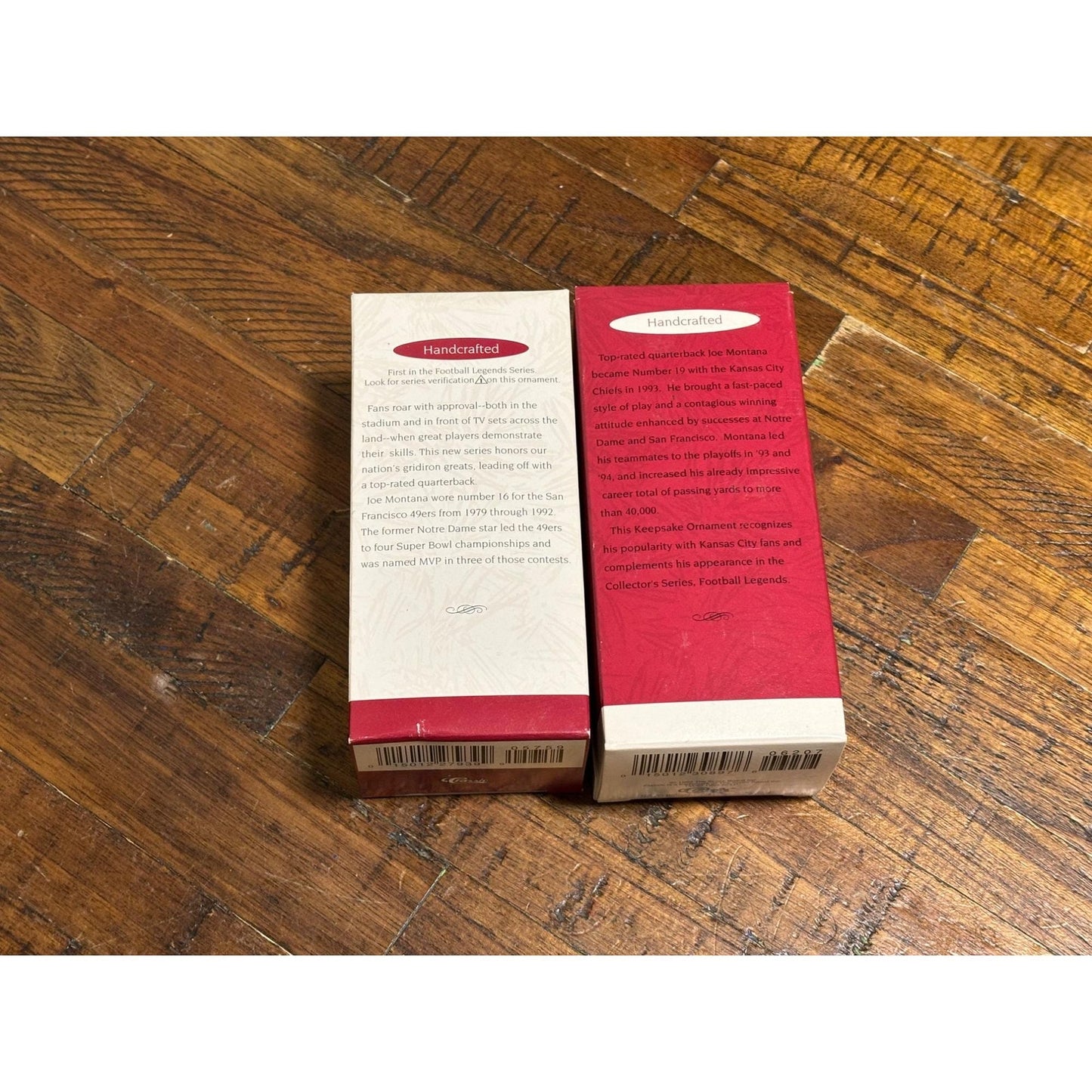 Lot 2 Hallmark Ornamets NFL Joe Montana 1995 San Fran 49ers Kansas City Chiefs