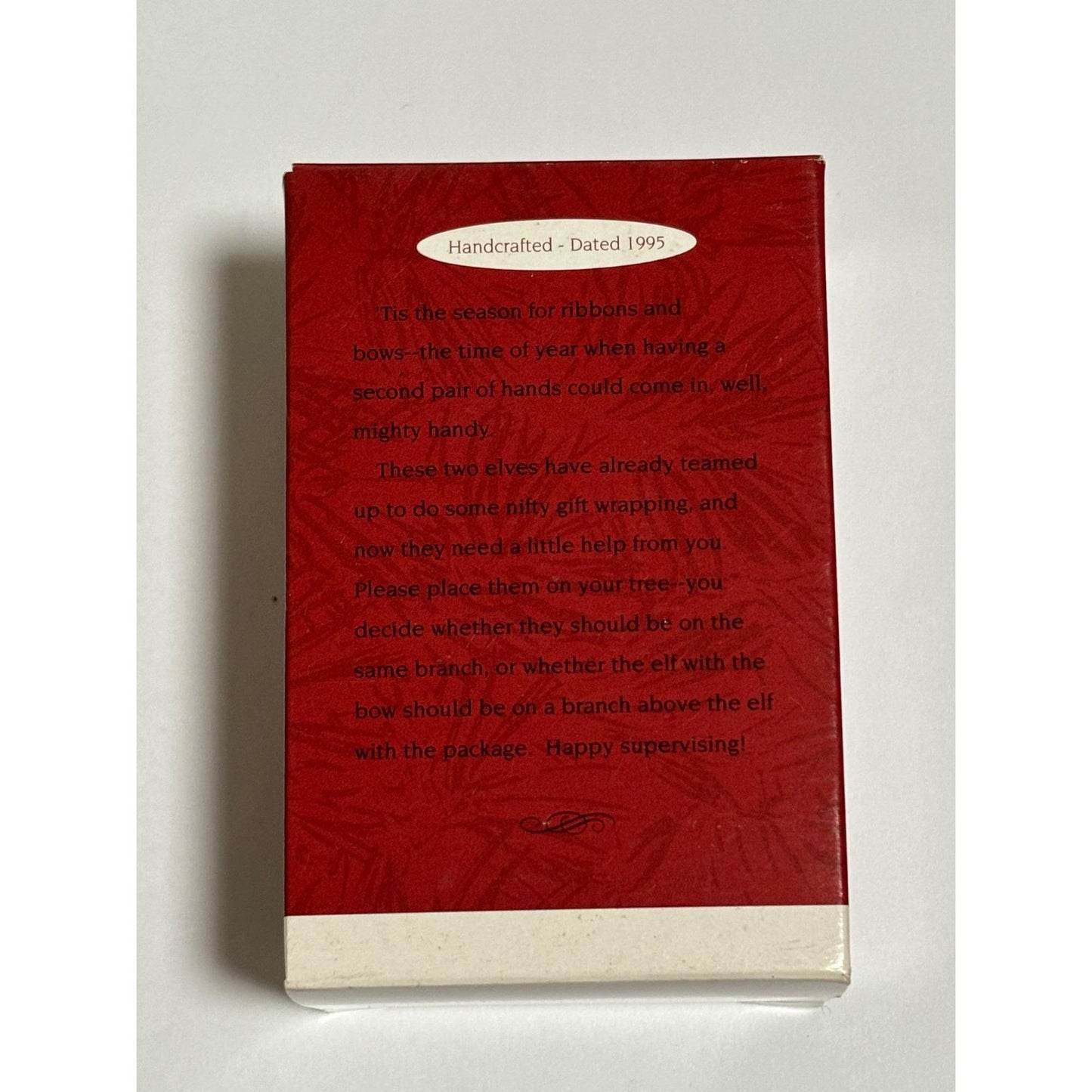 Hallmark Keepsake Happy Wrappers Elves Wrapping Gifts Christmas Ornament 1995