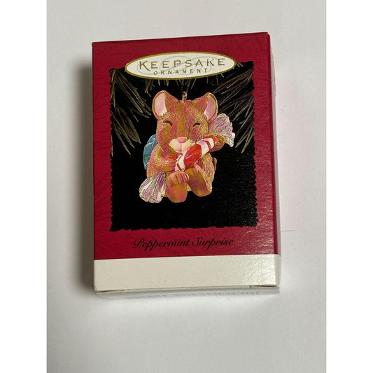 Hallmark Keepsake Vintage 1996 Peppermint Surprise Mouse Christmas Ornament