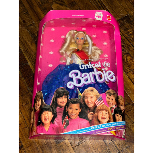 Vintage 1989 UNICEF Blonde BARBIE Girl Red, White & Blue Patriotic NRFB #1920