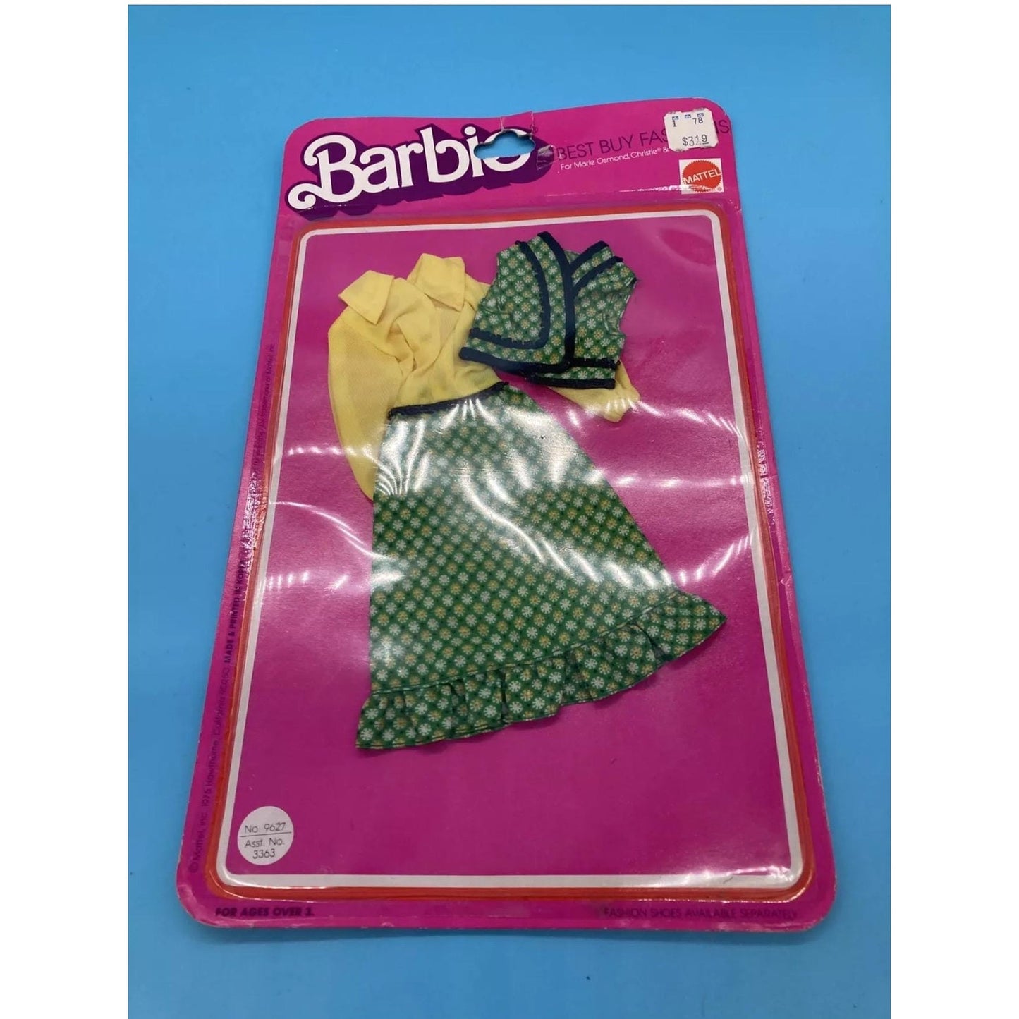 Vintage 1975 Mattel Barbie---Best Buy Fashions---Green & Yellow Dress Vest #9627