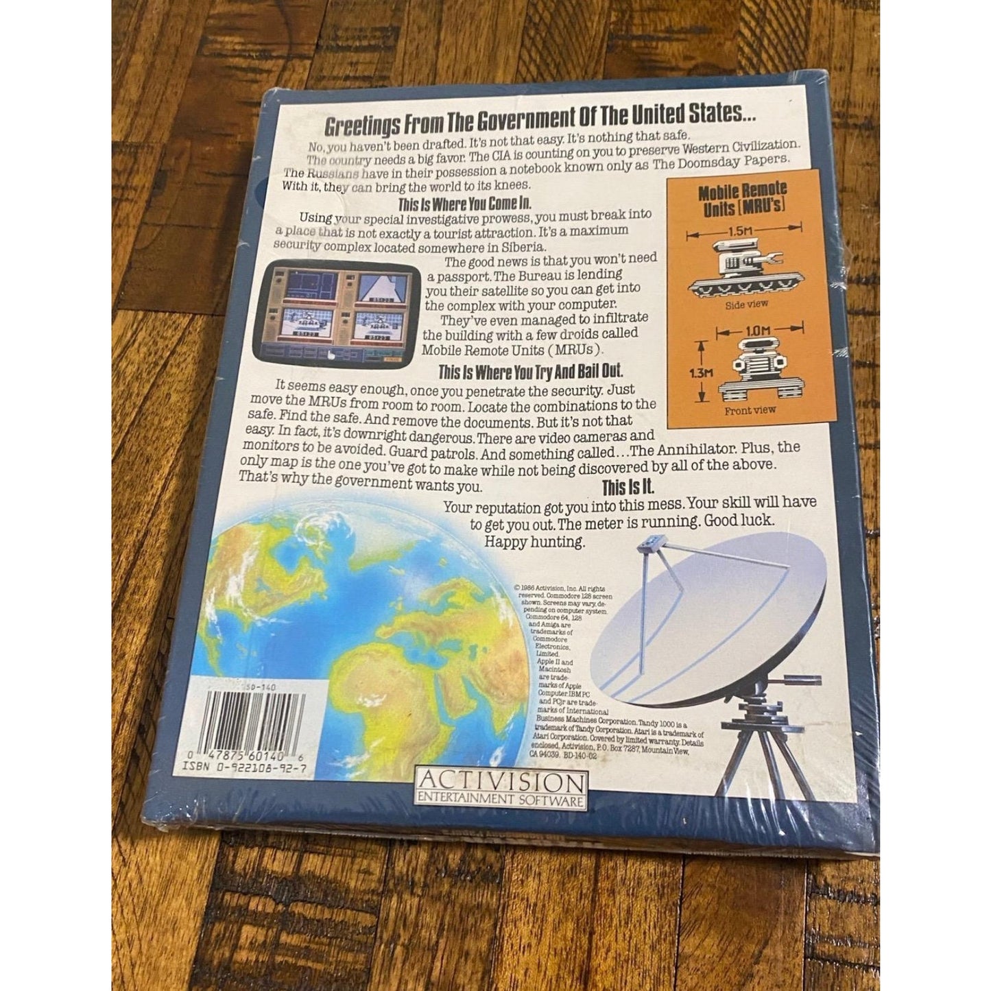 New Sealed Hacker II The Doomsday Papers Activision 1986 C64 Commodore 64/128