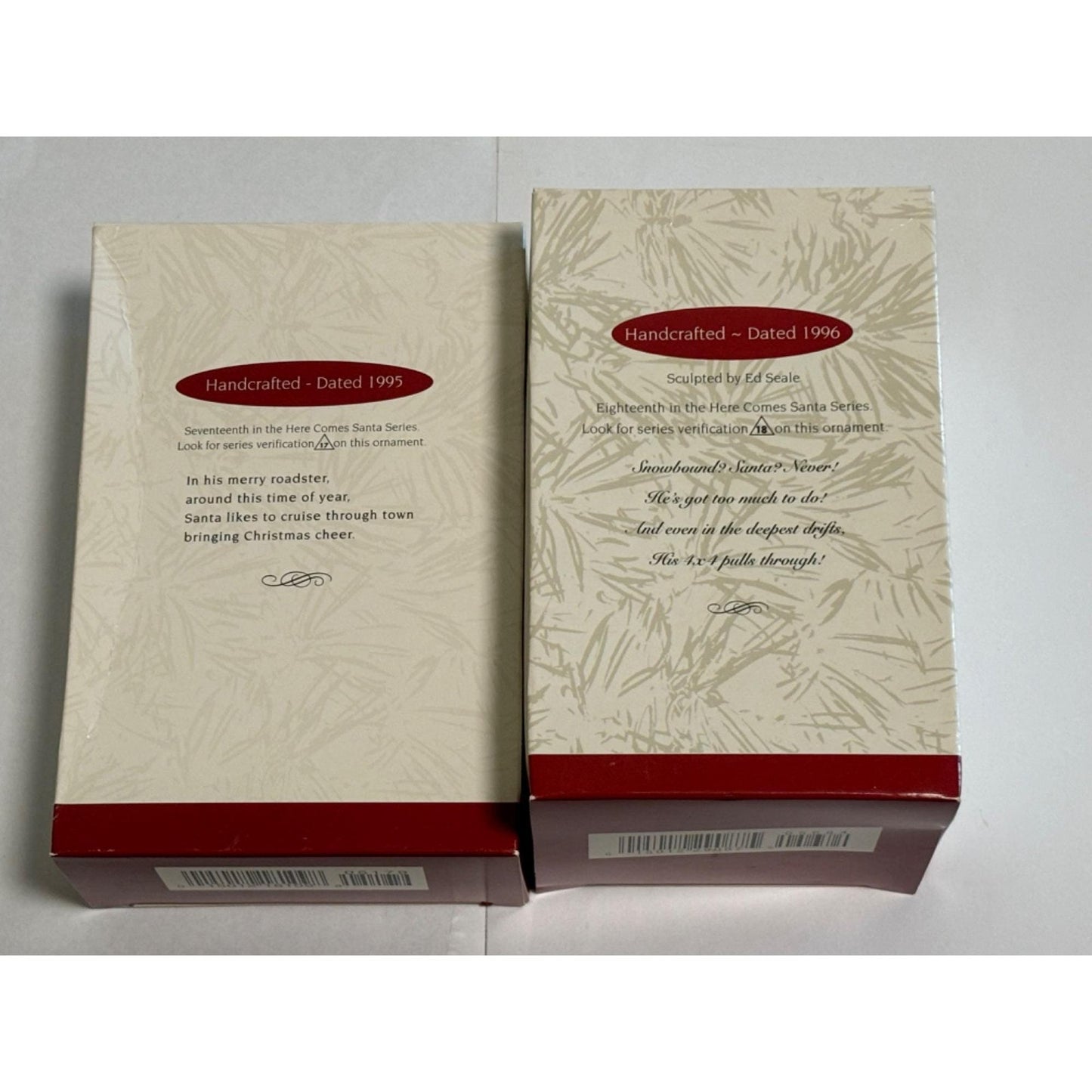 Lot of 2 Hallmark Ornaments Santa Ornaments 17 Roadster 1995, 18 4x4 1996