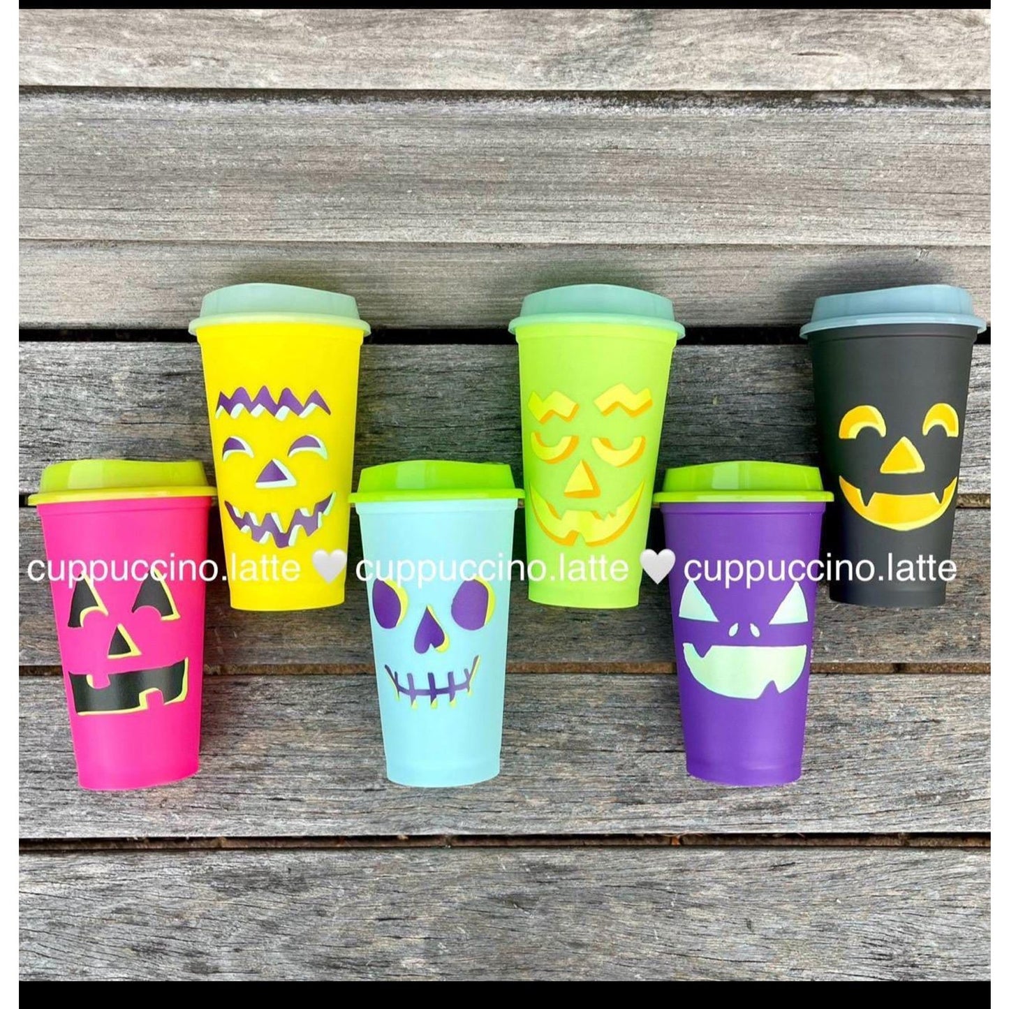 New Limited Edition Starbucks 2024 Glow in Dark Reusable Pumpkin Face Hot Cups