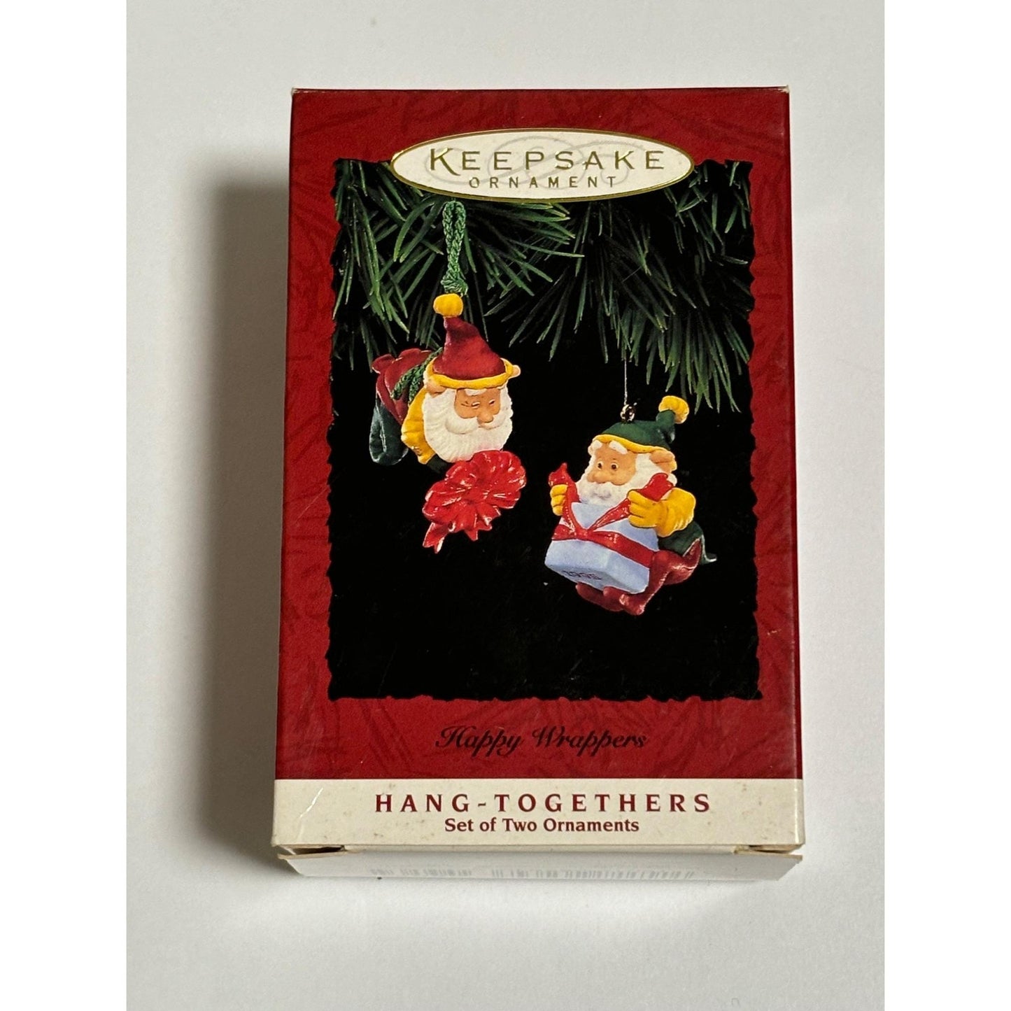 Hallmark Keepsake Happy Wrappers Elves Wrapping Gifts Christmas Ornament 1995