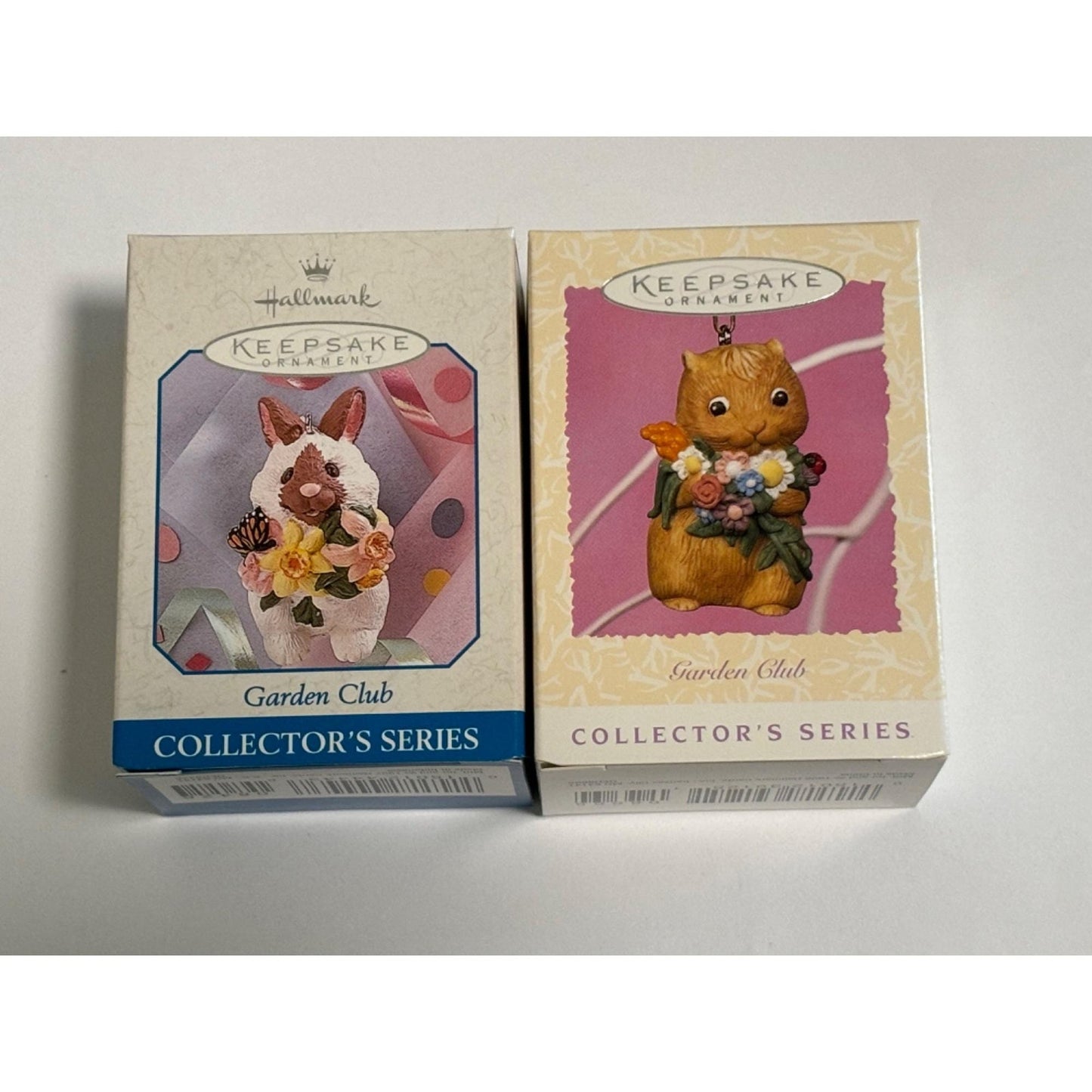 Lot of 2 Hallmark Spring Easter Ornaments Garden Club #3 1997 and #4 1998