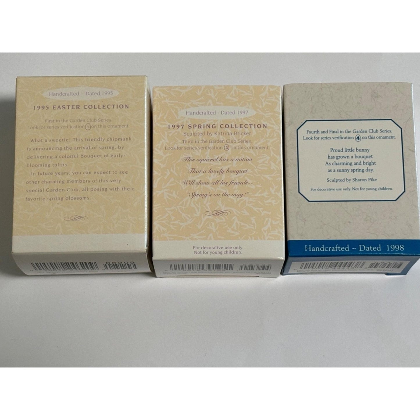 Lot of 3 Hallmark Spring Easter Ornaments Garden Club #1 1995 #3 1997 #4 1998