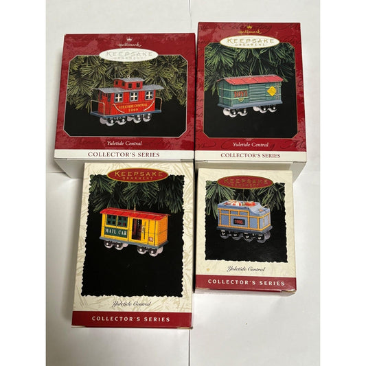 Lot of 4 Hallmark Christmas Yuletide Central Train Ornaments 2 3 4 5 in Series