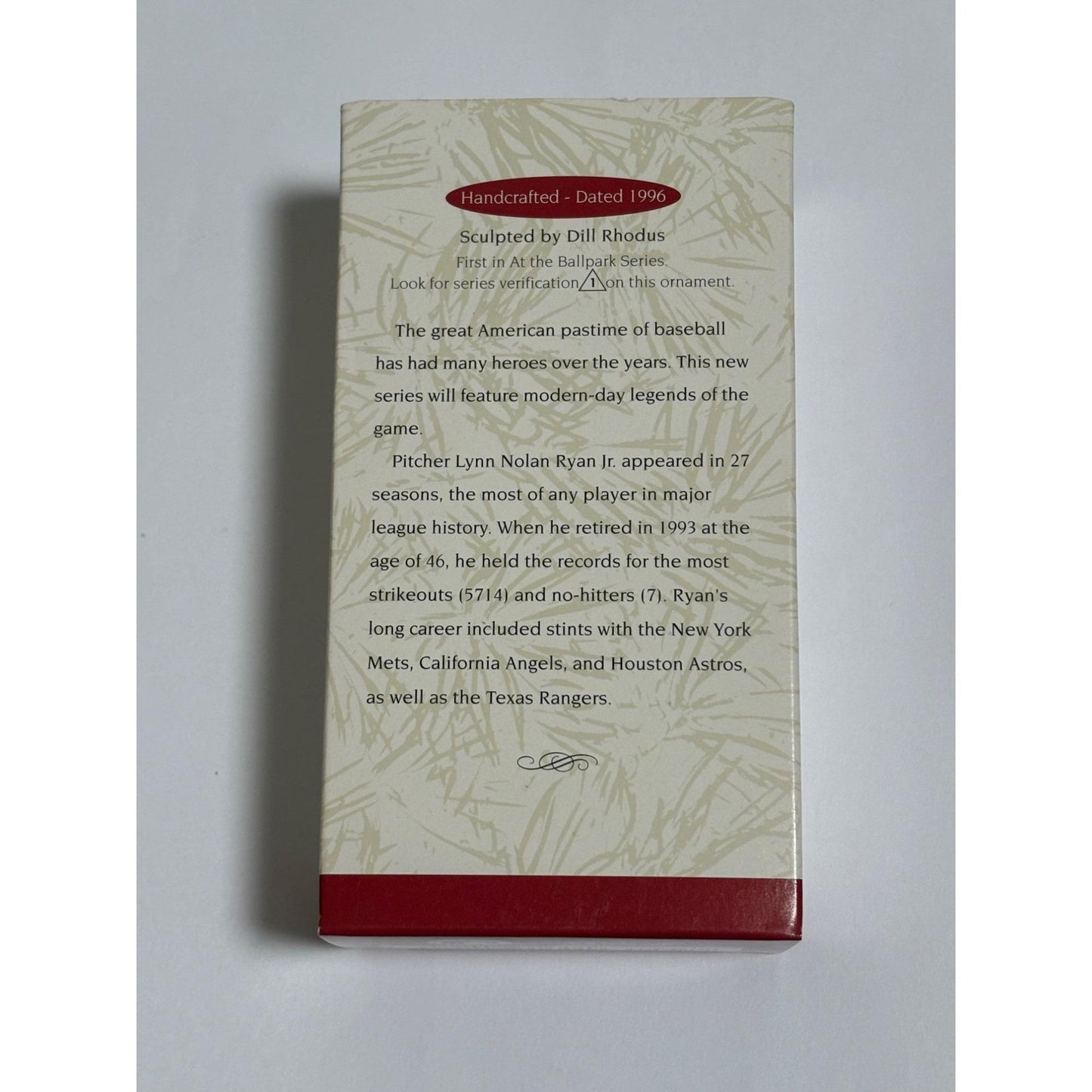 Nolan Ryan At the Ballpark 1st in Series 1996 Hallmark Keepsake Ornament