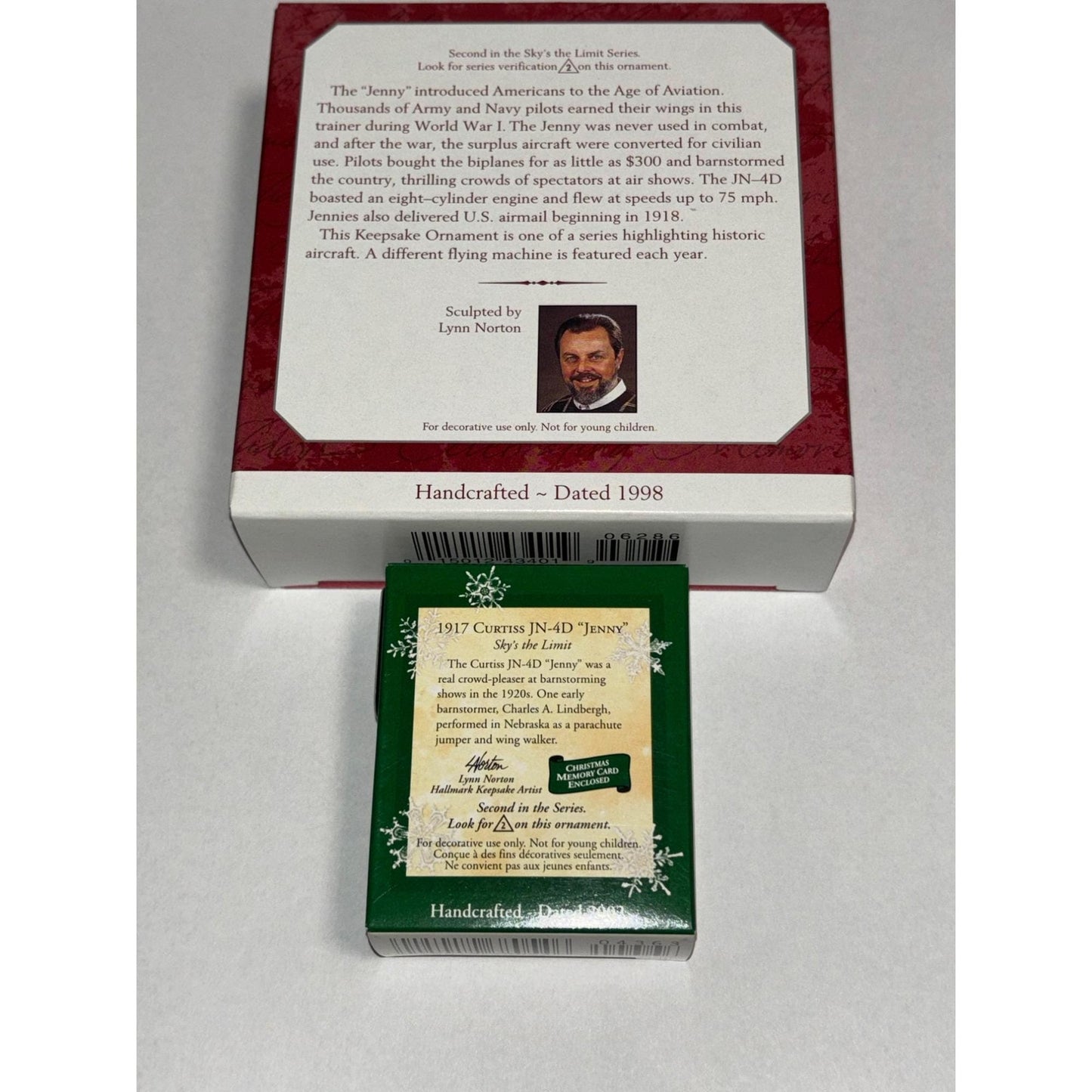 Lot of 2 Hallmark Keepsake Ornament 1917 Curtiss Jn-4d Jenny Sky Limit 1998 2002