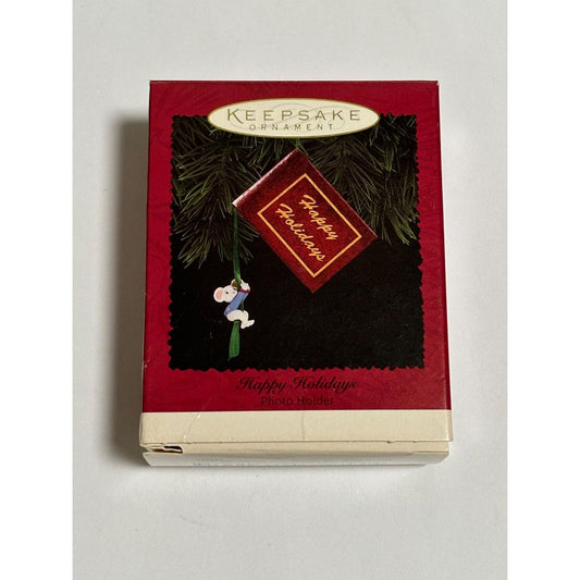 Hallmark Keepsake Christmas Ornament Happy Holidays Photo Holder Mouse 1995