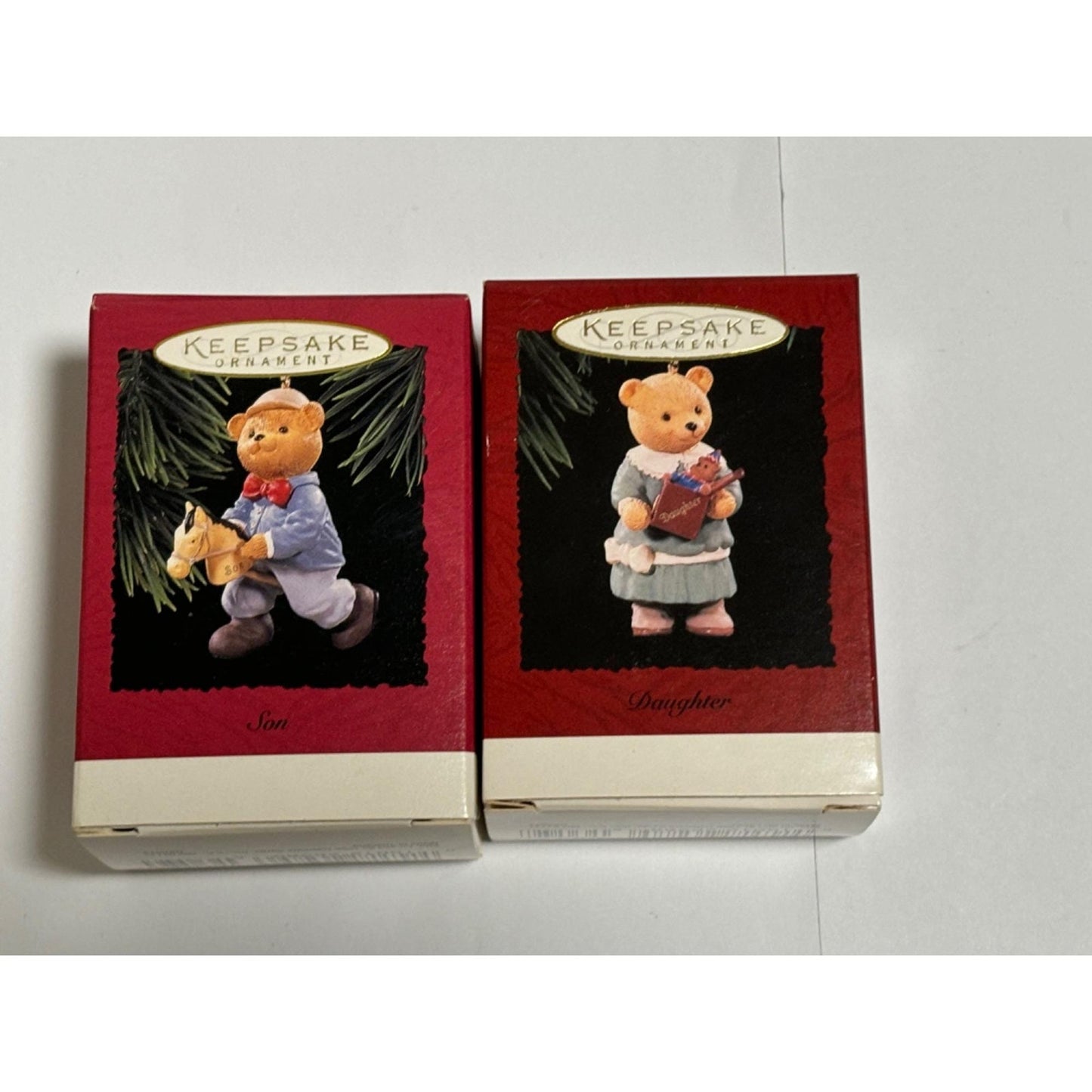 Lot of 2 Hallmark Keepsake Ornament Bear Son Daughter Vintage 1996
