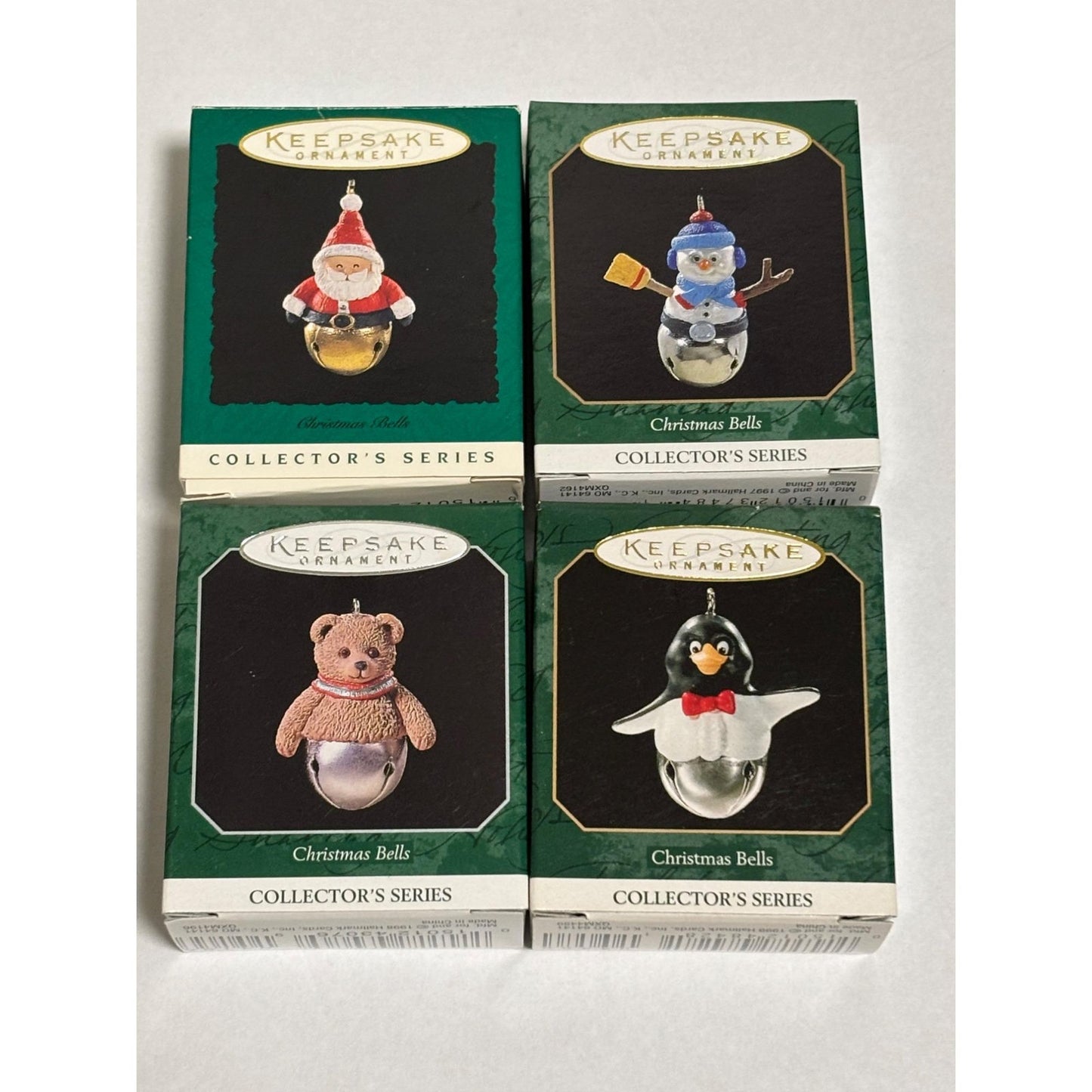 Lot of 4 Hallmark Keepsake Ornament Miniature Christmas Bells 1996-1999 2-5