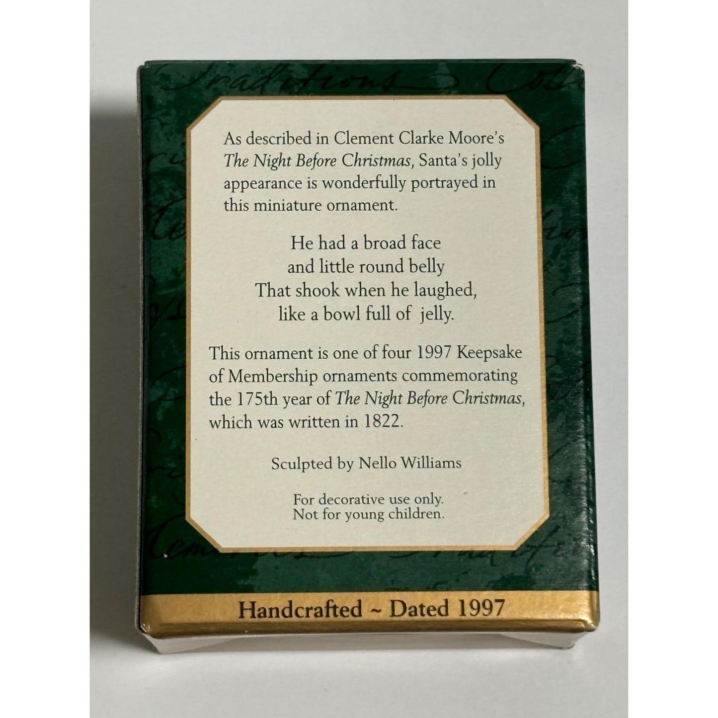 HALLMARK Keepsake Jolly Old Santa Miniature Membership Christmas Ornament 1997