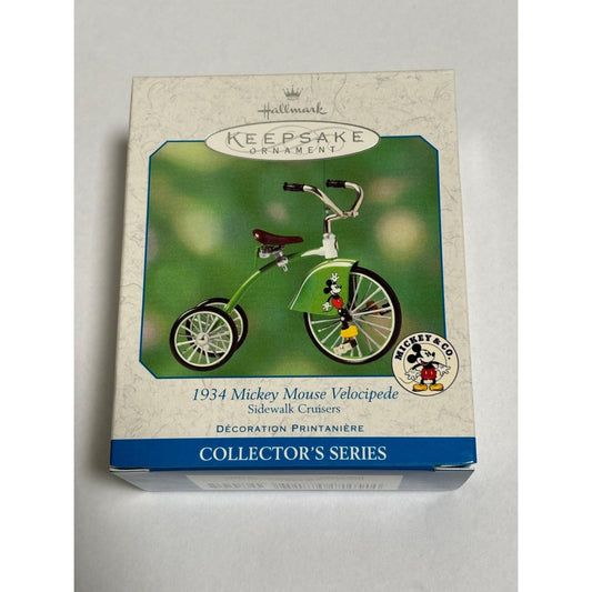 NEW 2001 Hallmark Ornaments 1934 Mickey Mouse Velocipede #5 In Series