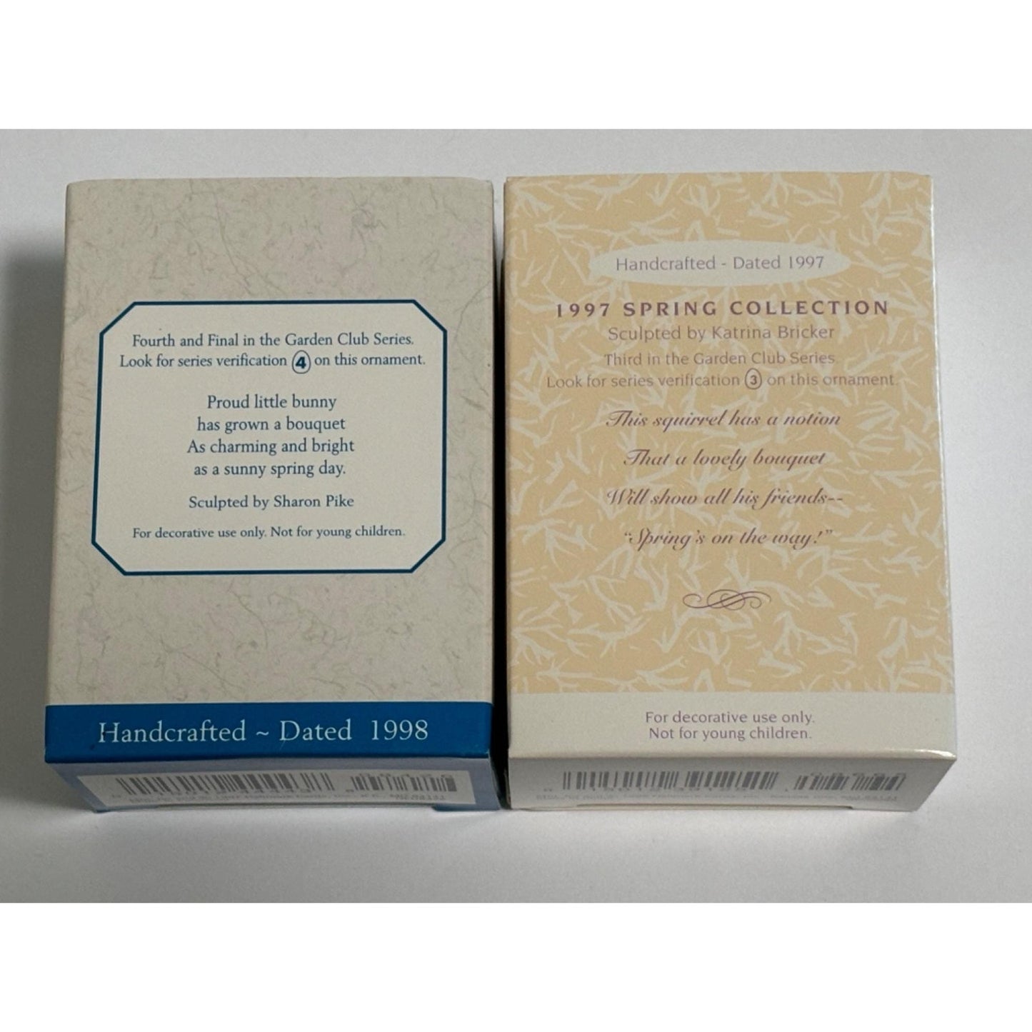 Lot of 2 Hallmark Spring Easter Ornaments Garden Club #3 1997 and #4 1998