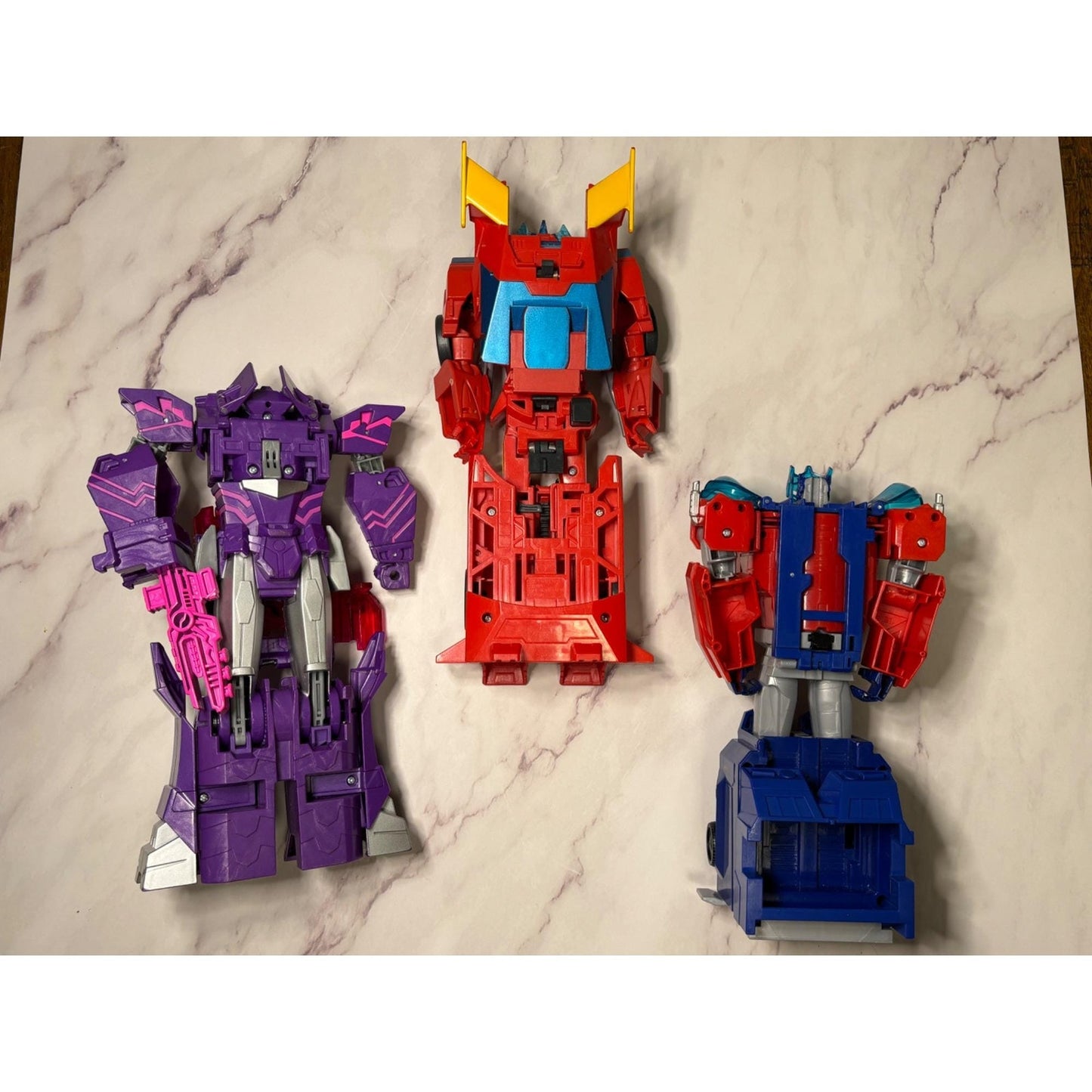 Lot of 3 Transformers Cyberverse Optimus Prime Dinobot Autobot Hot Rod Shockwave