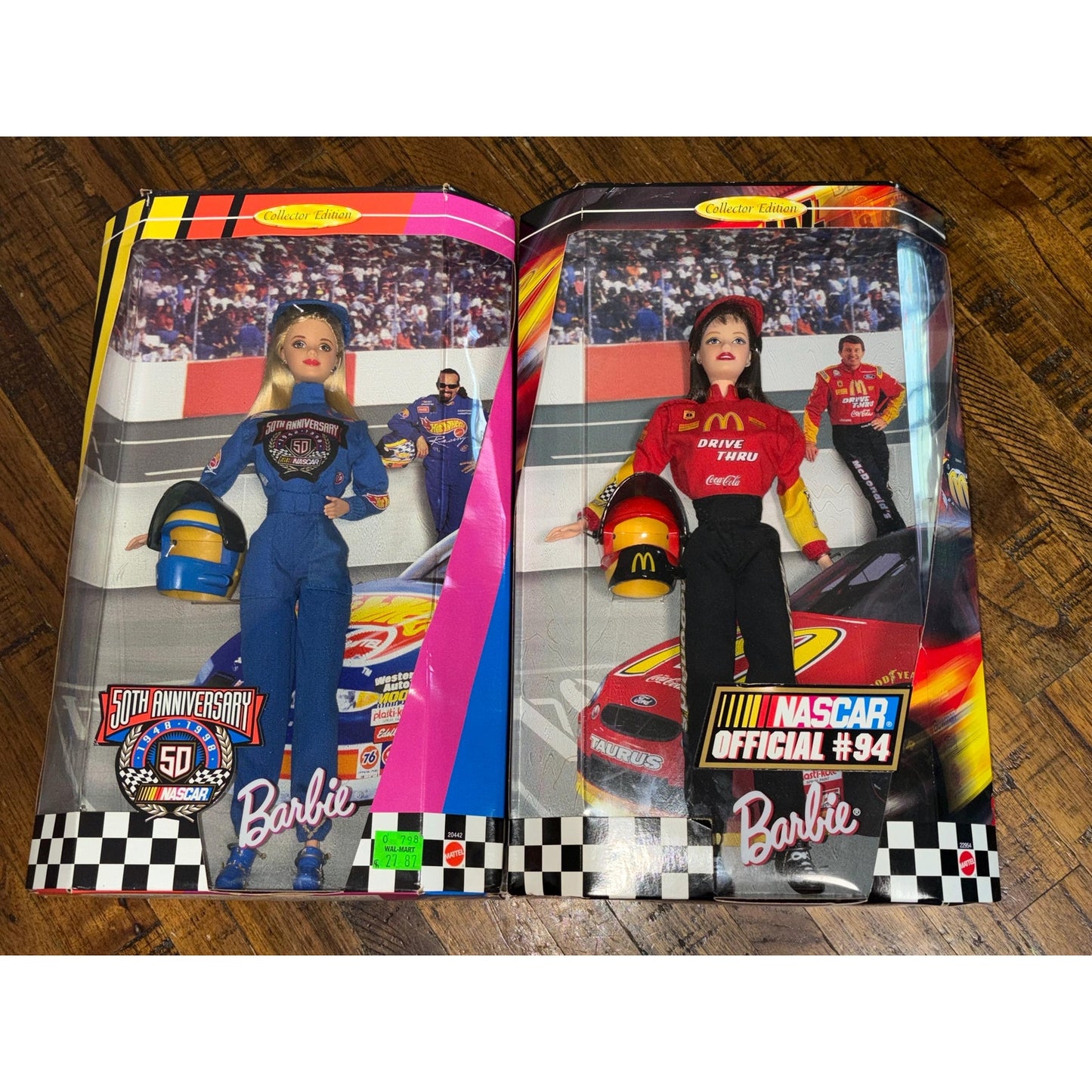 Lot of 2 NASCAR Barbie Dolls 50th anniversary 20442 & McDonald’s 22954
