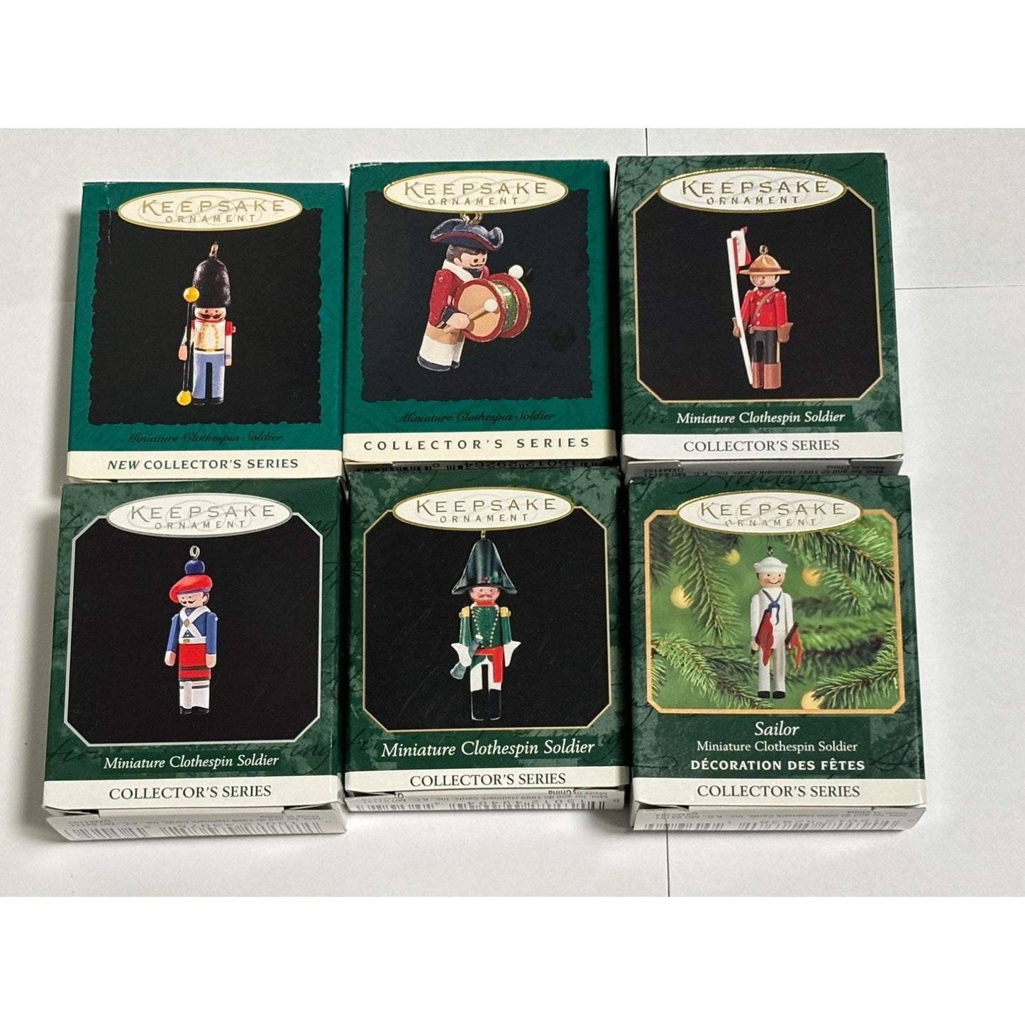 Complete Set of 6 Hallmark Miniature Clothespin Soldiers 1-6 1995-2000