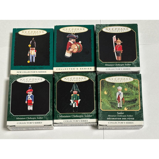 Complete Set of 6 Hallmark Miniature Clothespin Soldiers 1-6 1995-2000