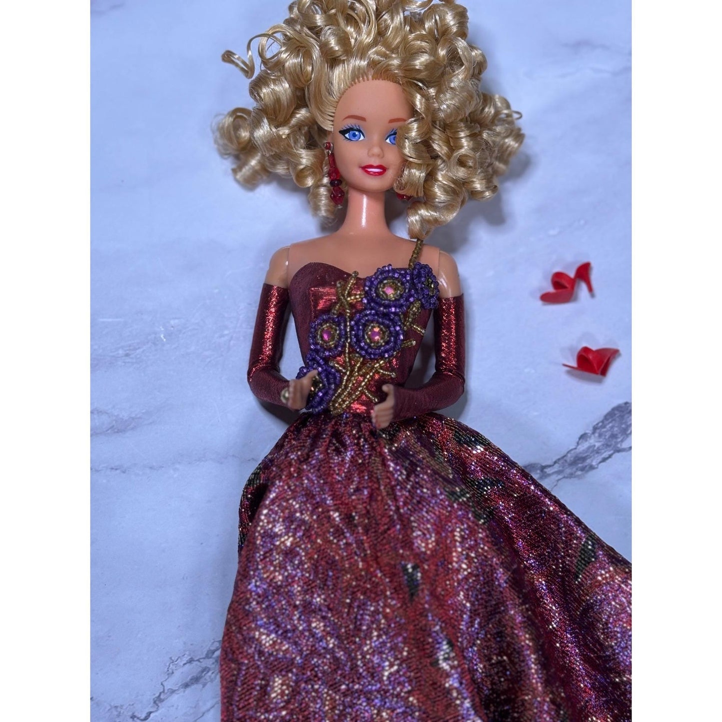 OOAK Barbie By Bruce A Nygren Custom Gown Hairdo Artist Designer Doll red gold