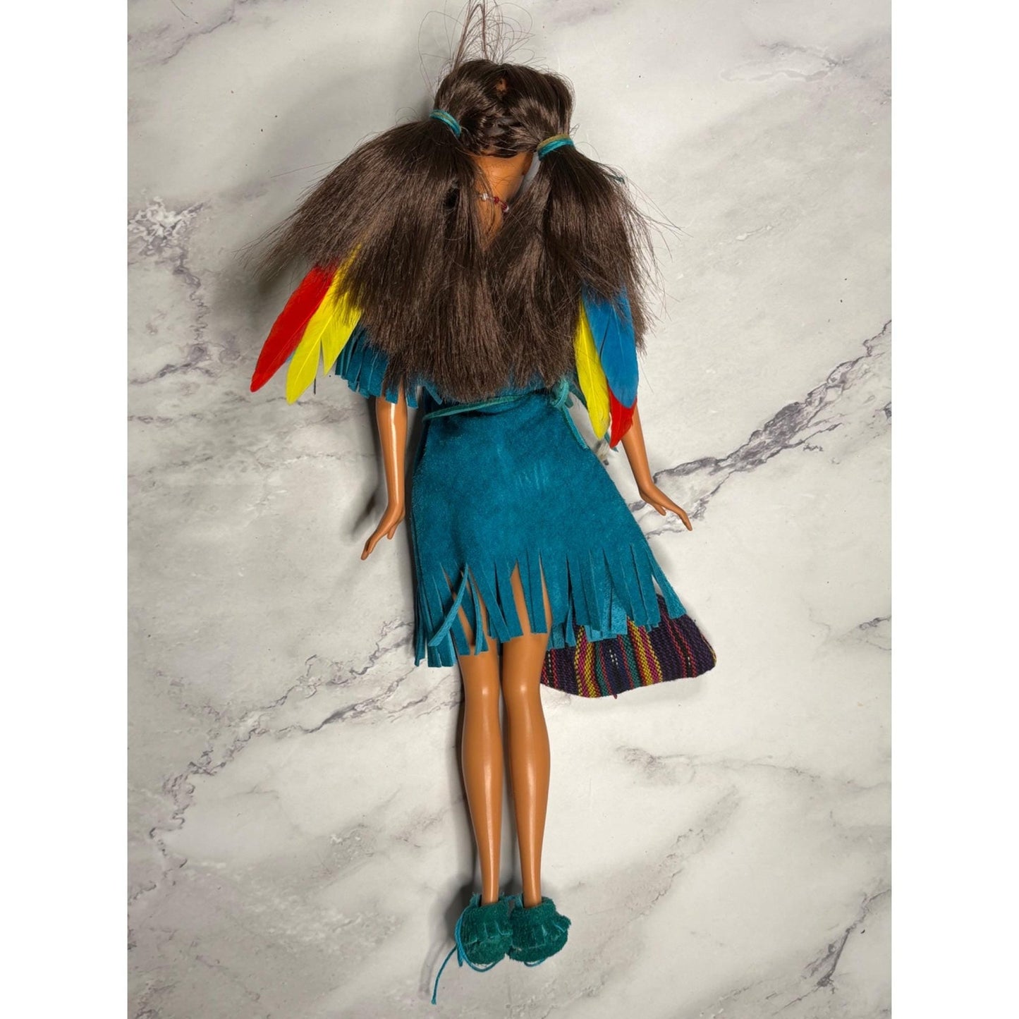 Native American Indian Barbie Doll blue turquoise feathers bag shoes
