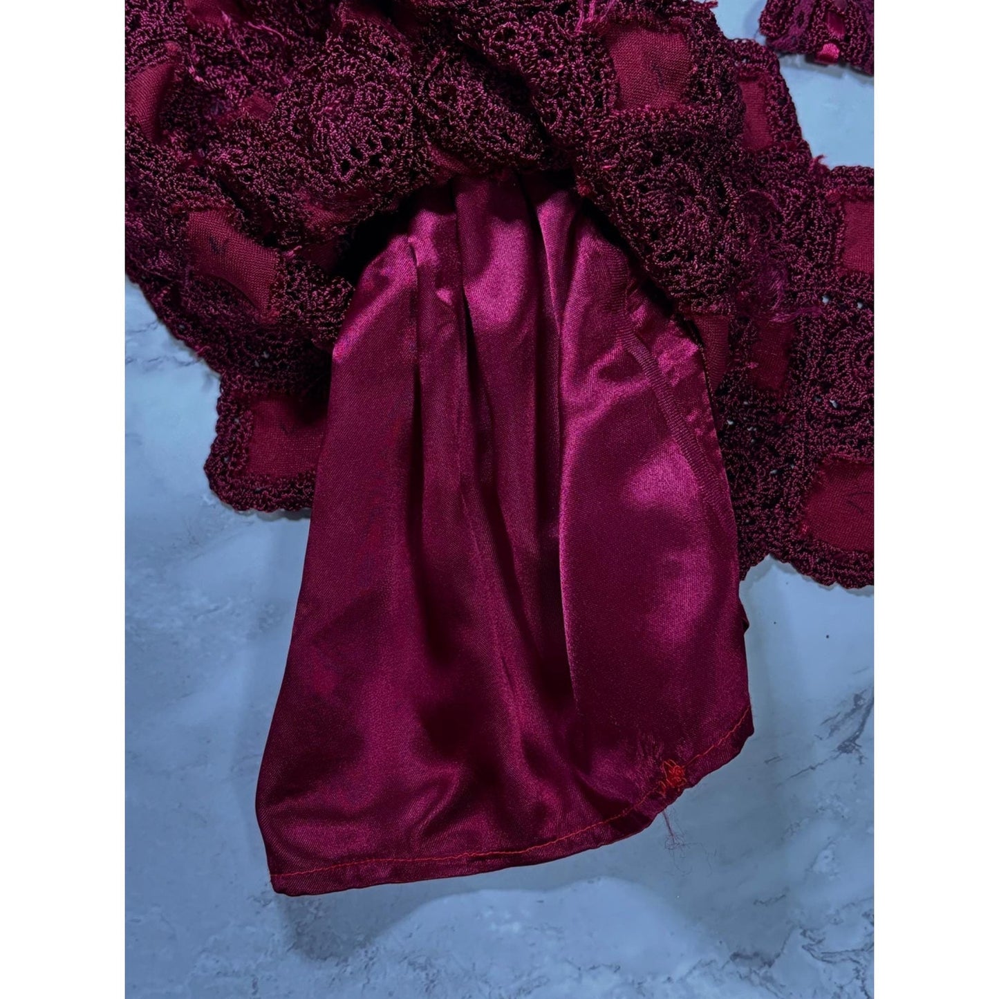 Red Dress Blonde Hair Barbie Doll Shoes Purse Hat Flowers Crochet metal