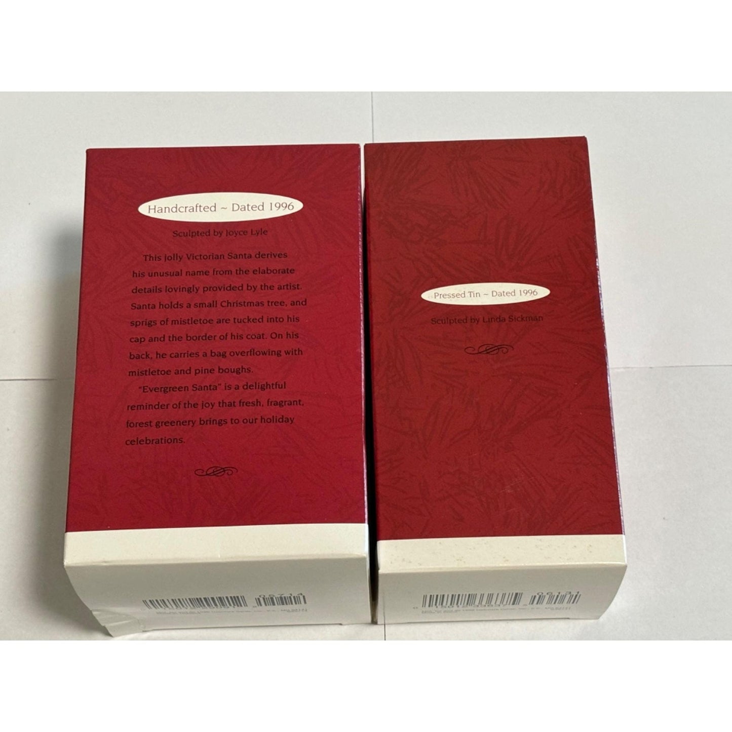 Lot of 2 1996 Hallmark Ornaments Santa Woodland & Evergreen Special ED