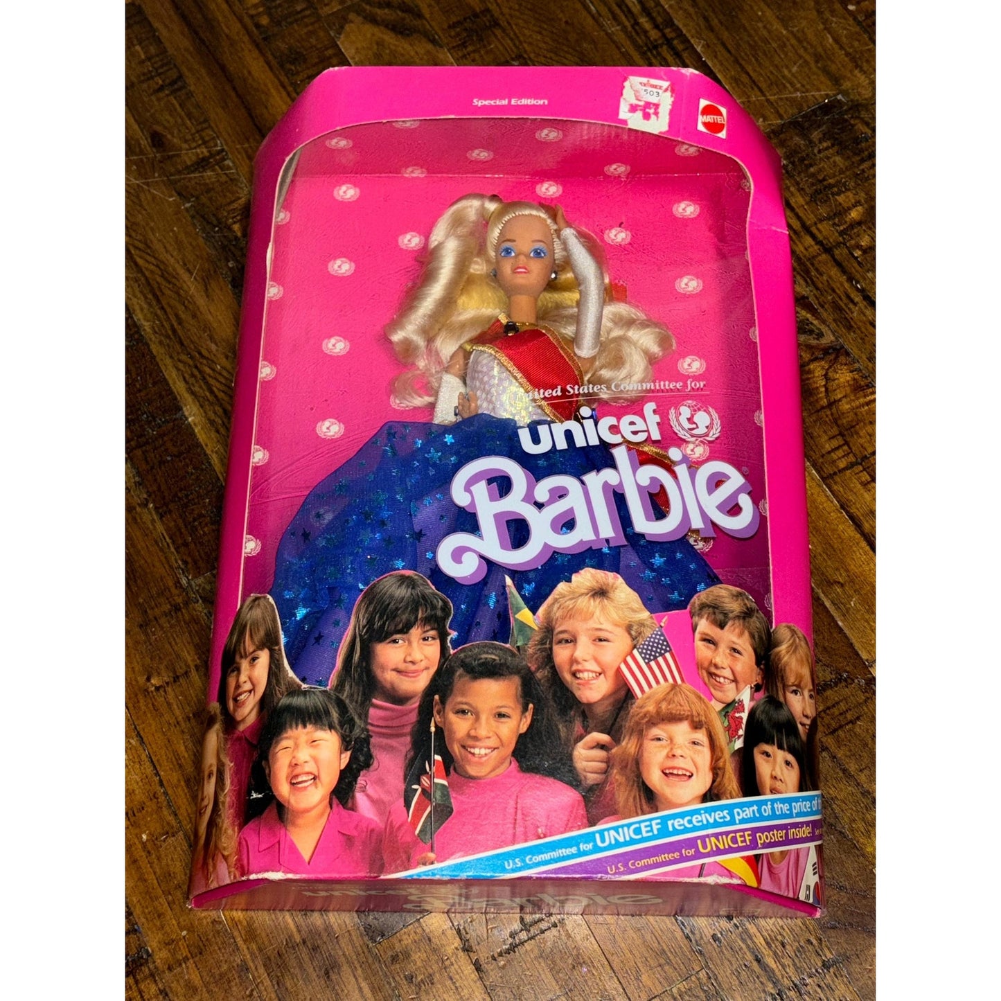 Vintage 1989 UNICEF Blonde BARBIE Girl Red, White & Blue Patriotic NRFB #1920