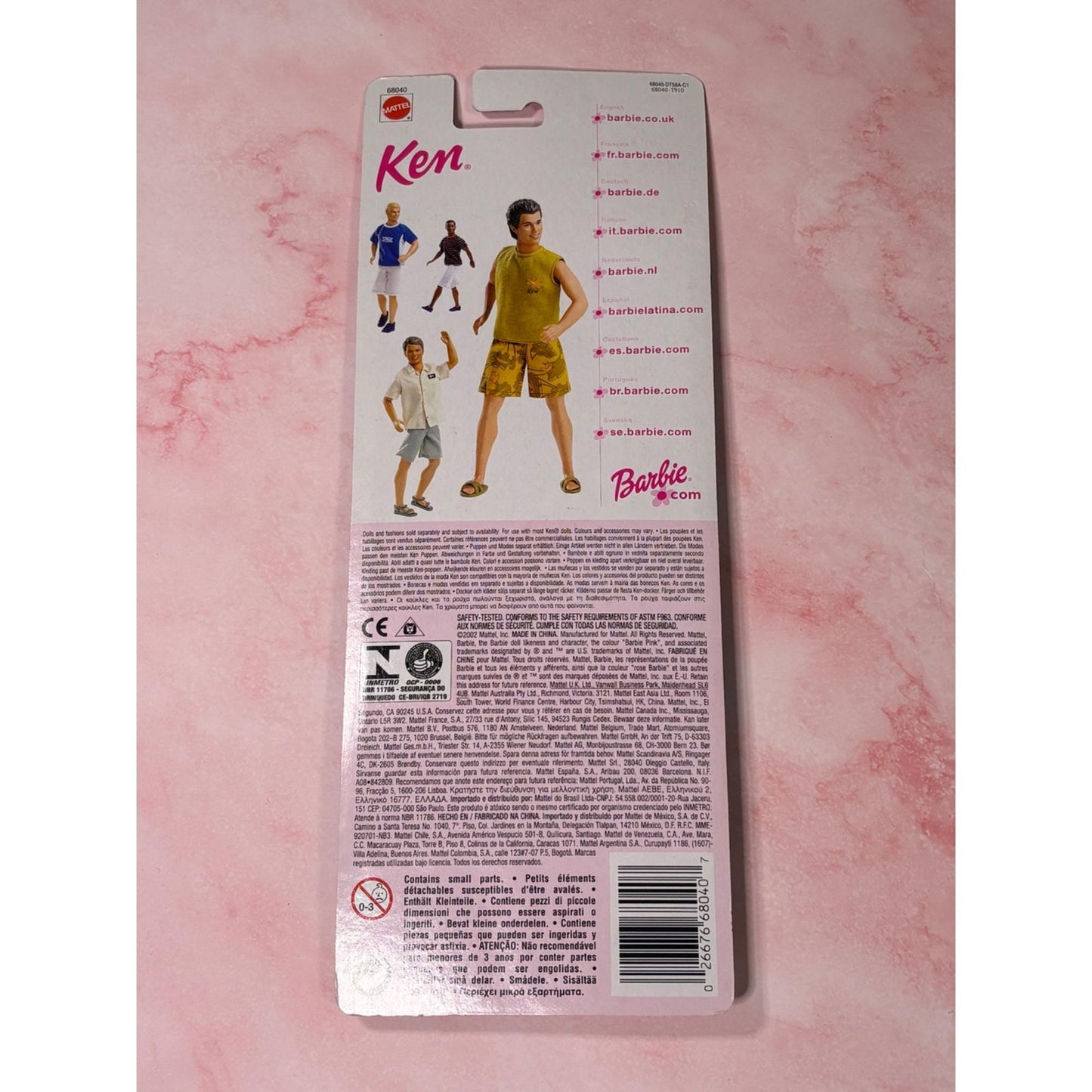 Vintage Barbie Ken Fashion stripe top white short set & shoes 2002 Mattel 68040