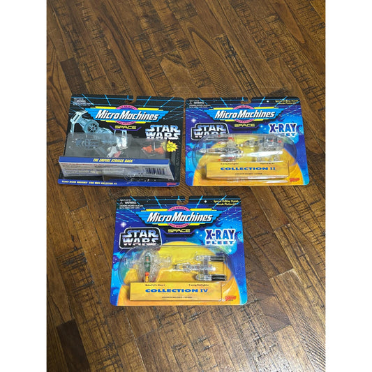 Lot of 3 Star Wars Micro Machines 2 X-ray Fleet Collection & Empire Strikes Back
