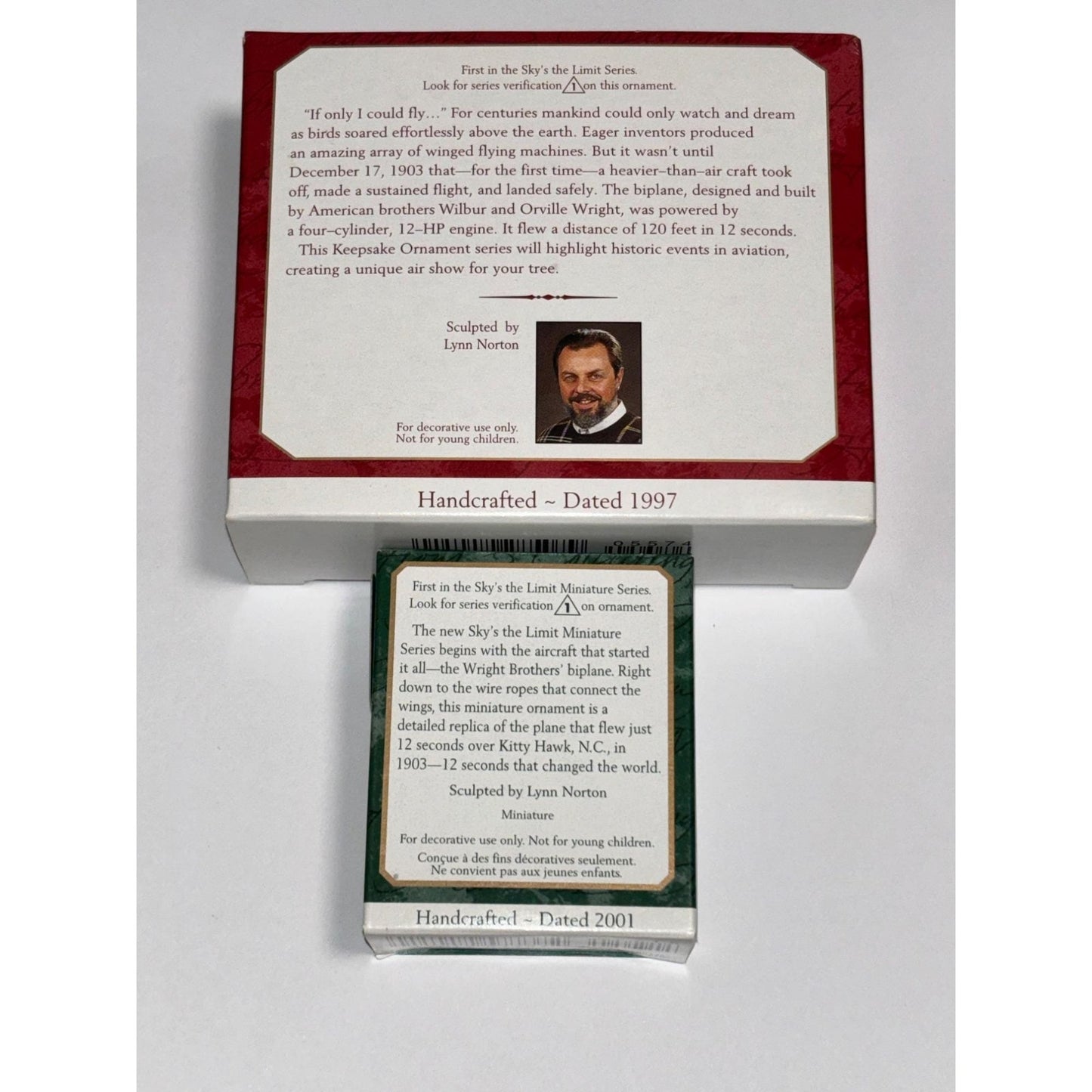 Lot of 2 The Flight at Kitty Hawk Hallmark 1997 2001 Sky's Limit Ornament