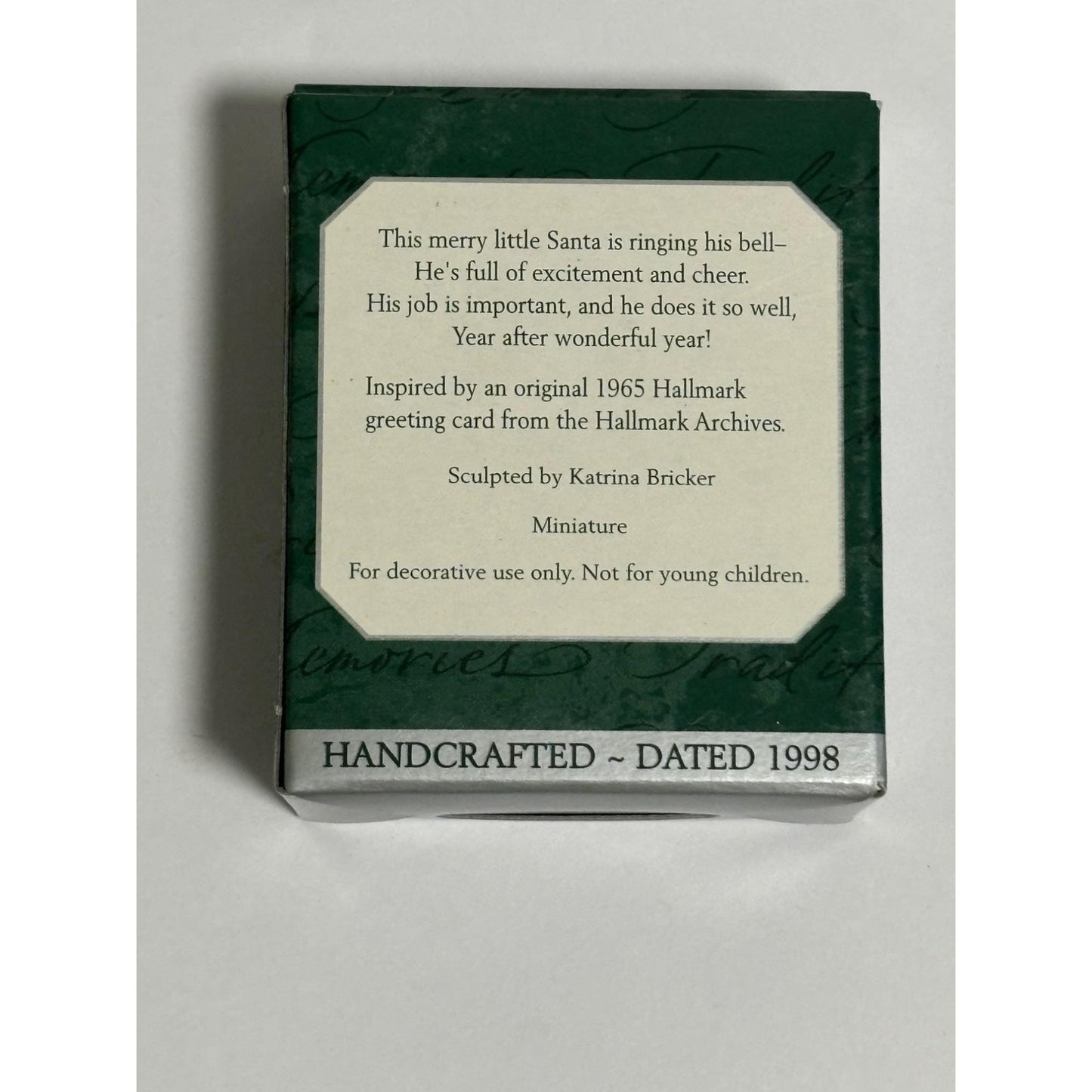 1998 Hallmark Miniature Kringle Bells Keepsake Xmas Ornament Bell-Ringing Santa