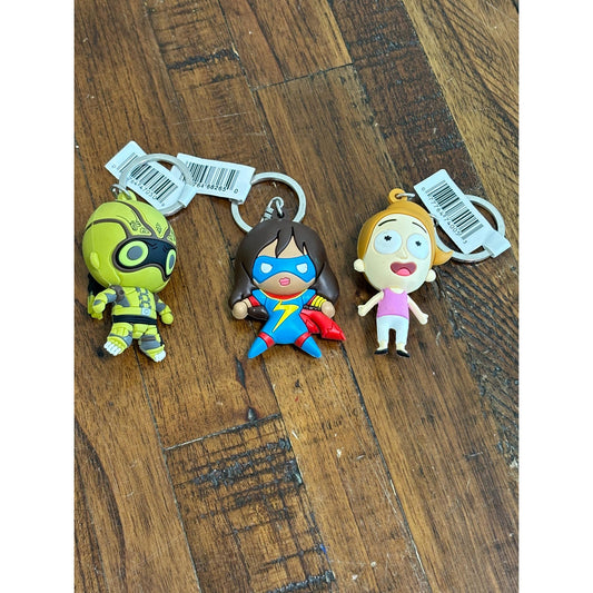 Lot of 3 Key Chains Rick Morty Ms Marvel shoto ready player one