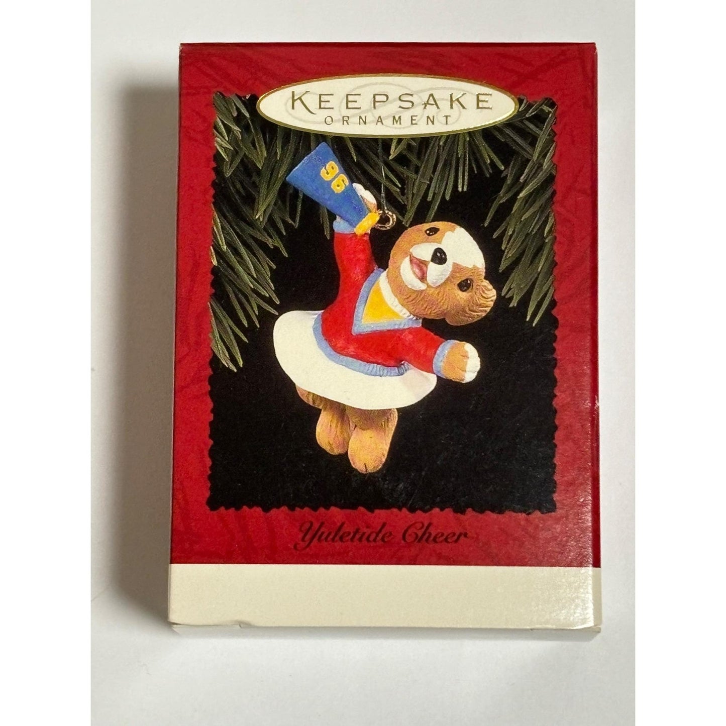 Vintage 1996 Hallmark Keepsake Yuletide Cheer Puppy Christmas Tree Ornament
