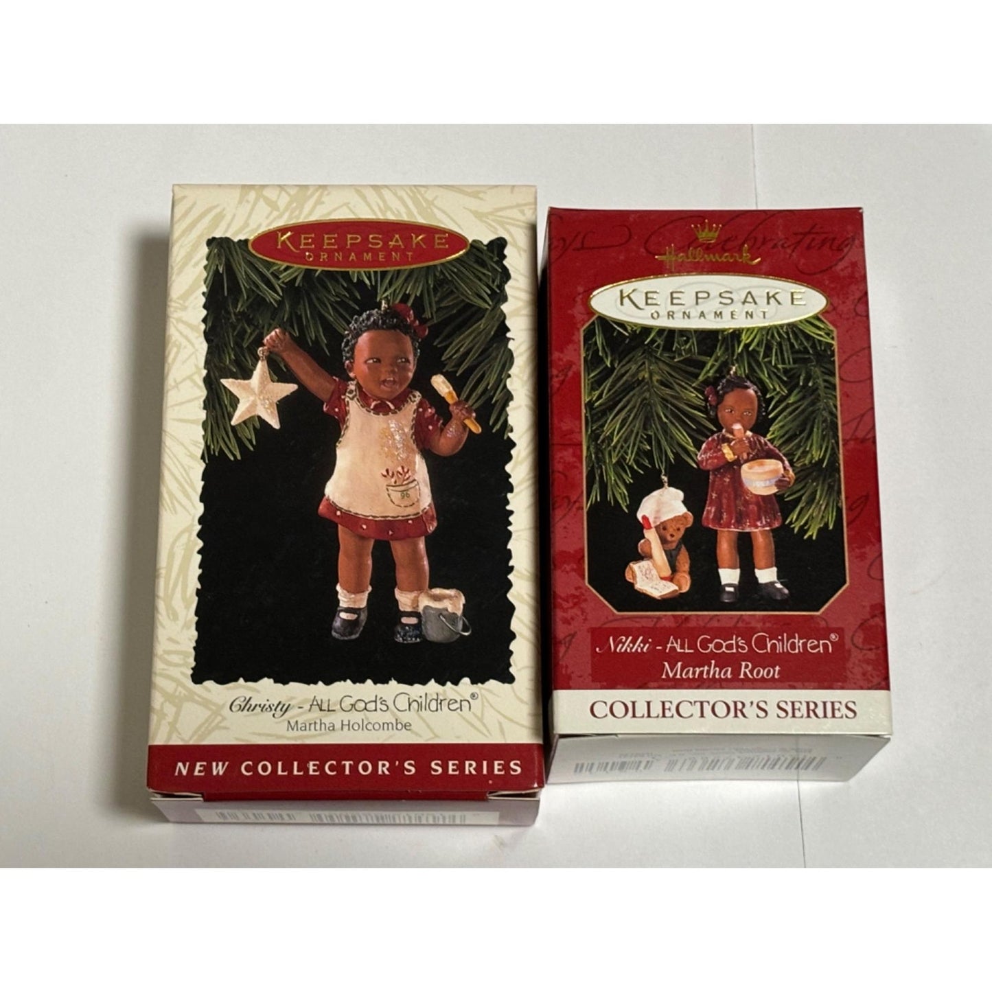 Lot of 2 Hallmark Keepsake Ornaments 1996 1997 Nikki and Christy All Gods Children