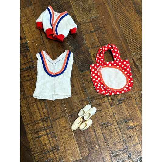 Mattel Ken #7837 Barbie #7842 Get Ups N Go Tennis Partial Items 1974 Clothes