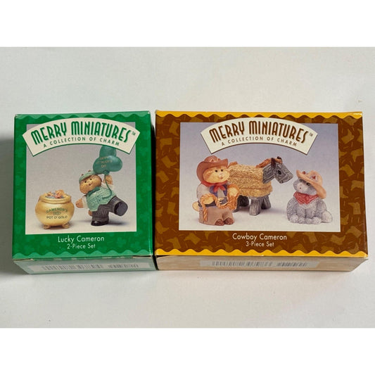 Lot of 2 Hallmark Merry Miniatures Cameron Ornaments Lucky Cowboy 1996